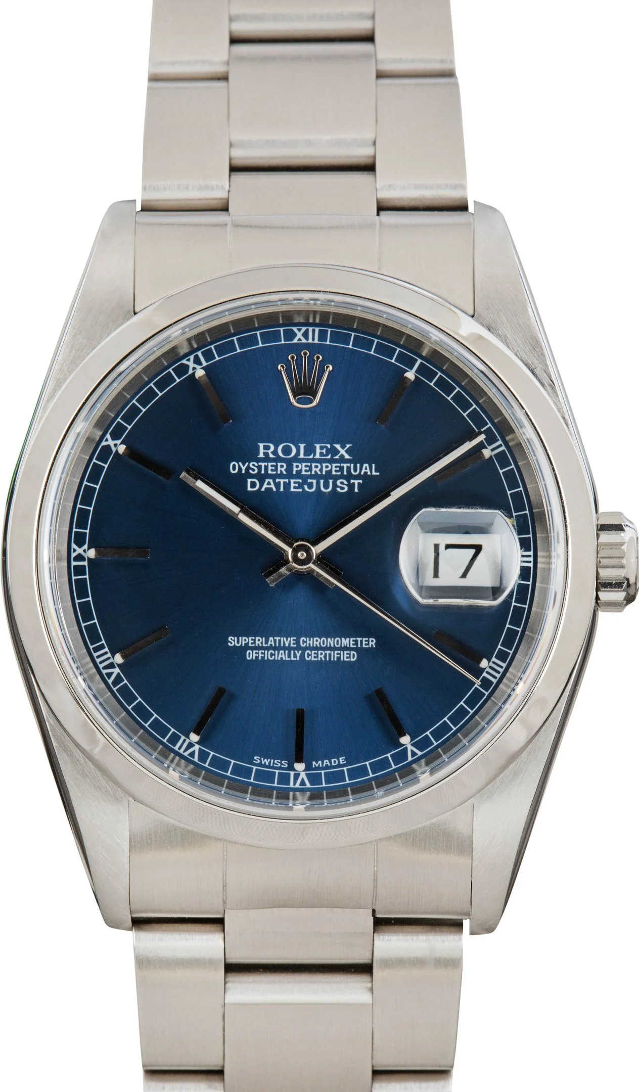 Used Rolex Datejust 36 16200 Blue Index Dial - 1