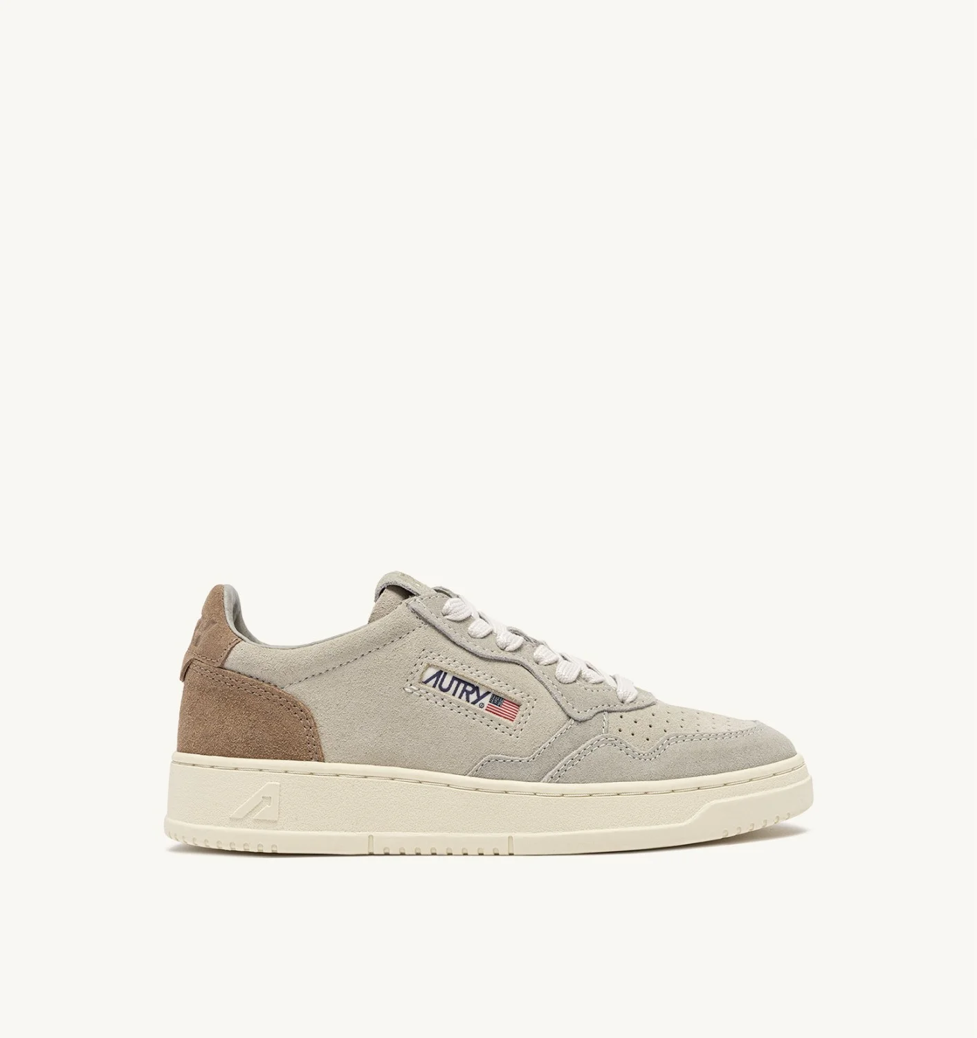 MEDALIST LOW TRICOLOR SNEAKERS IN CIGAR, PAPYRUS AND PELICAN SUEDE - 1