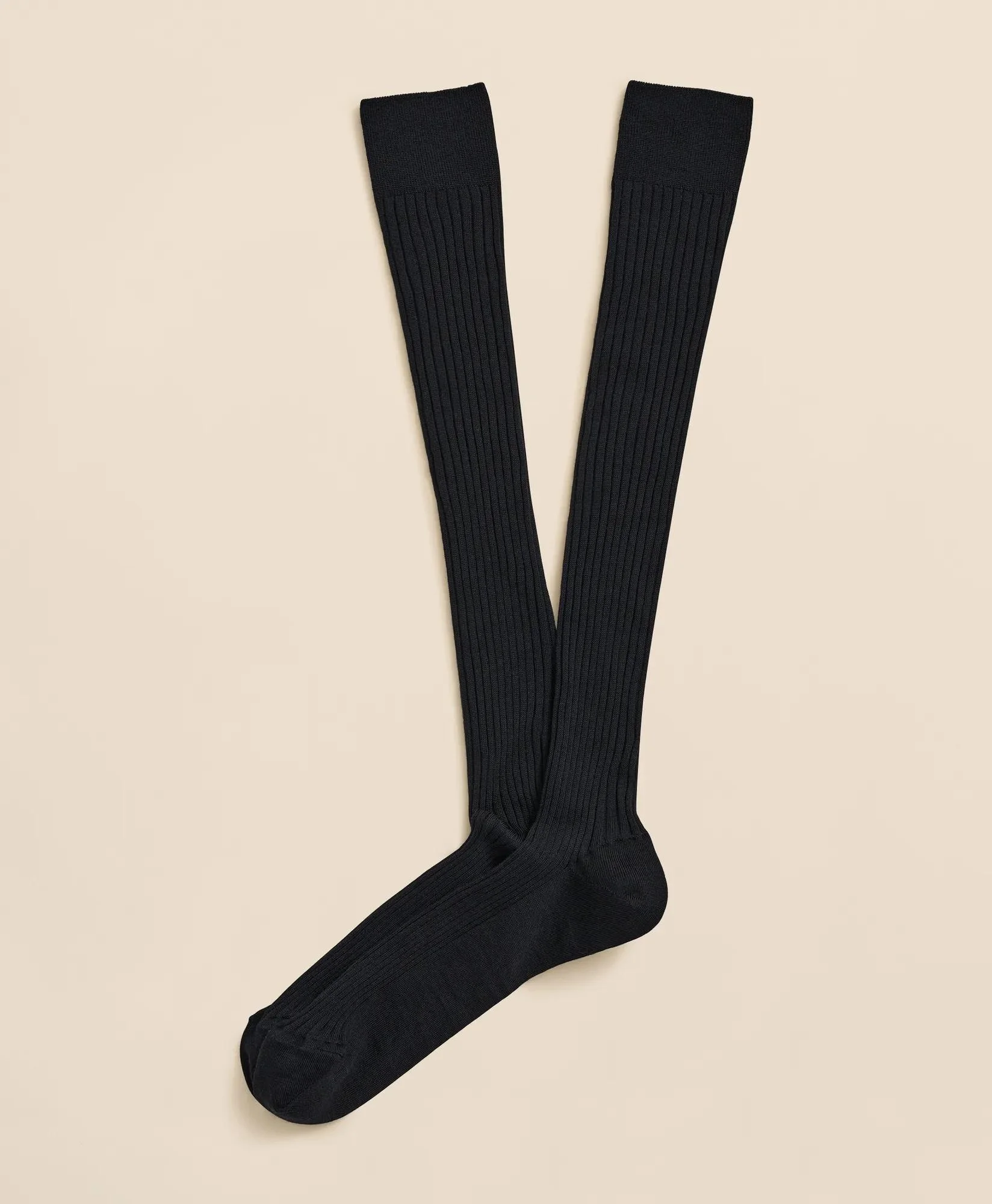 Merino Wool Blend Over-the-Calf Ribbed Socks - 1