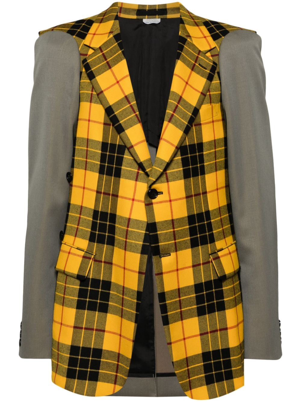 check-pattern wool blazer - 1