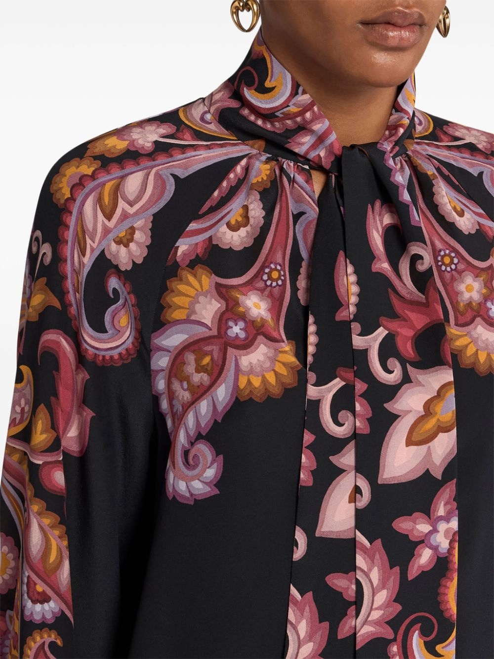 printed crepe de chine blouse - 4