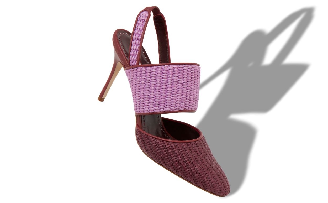 Dark Red and Purple Raffia Slingback Pumps - 2