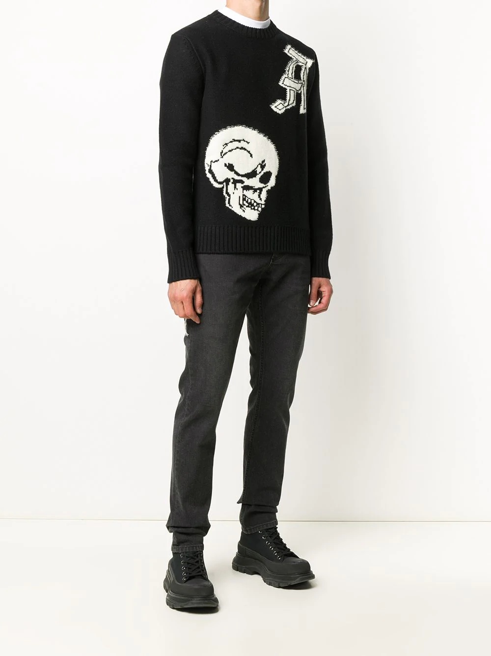 skull crew neck jumper - 3