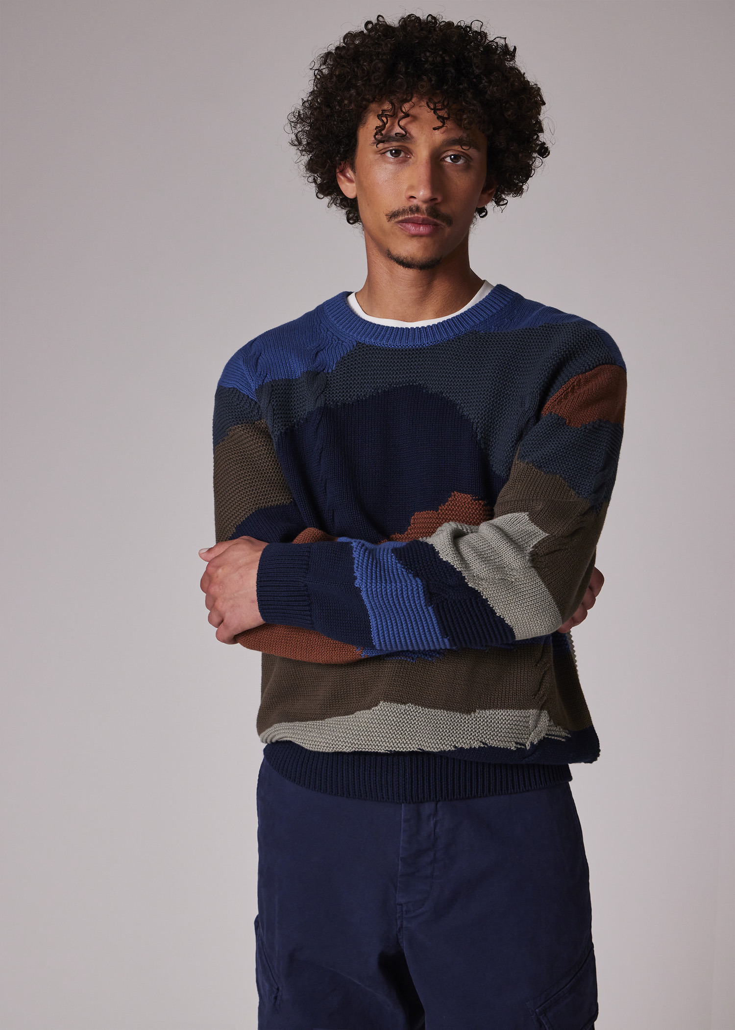 'Mountains' Intarsia Cotton Sweater - 4