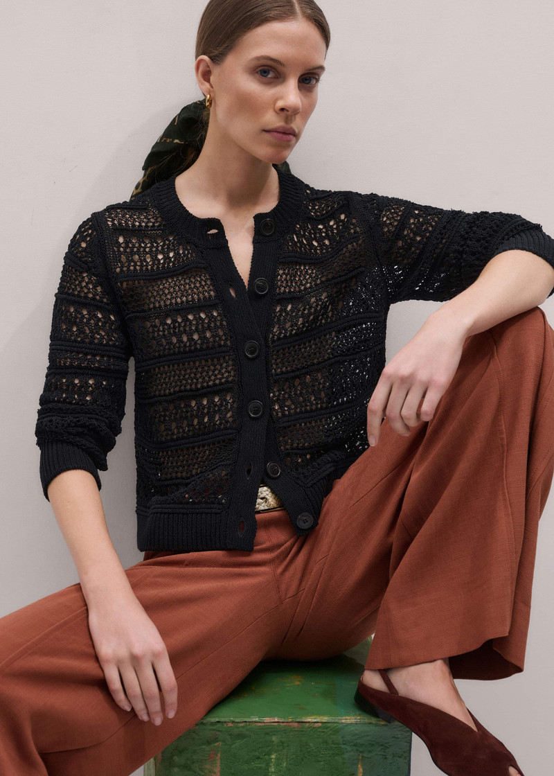 Linear Knit Straight Cardigan 1