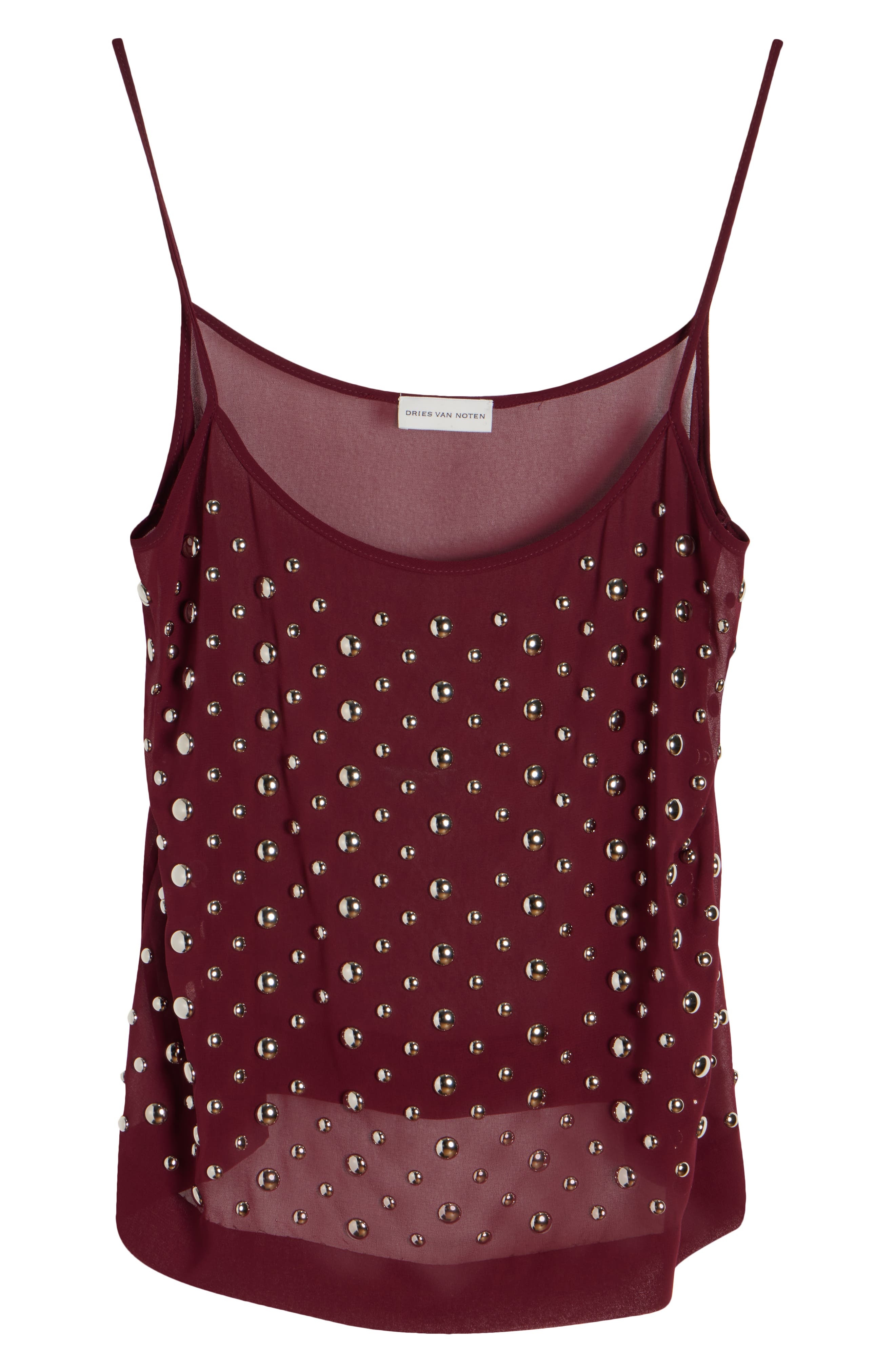Dries Van Noten Studded Sheer Chiffon Camisole in Bordeaux at Nordstrom - 6