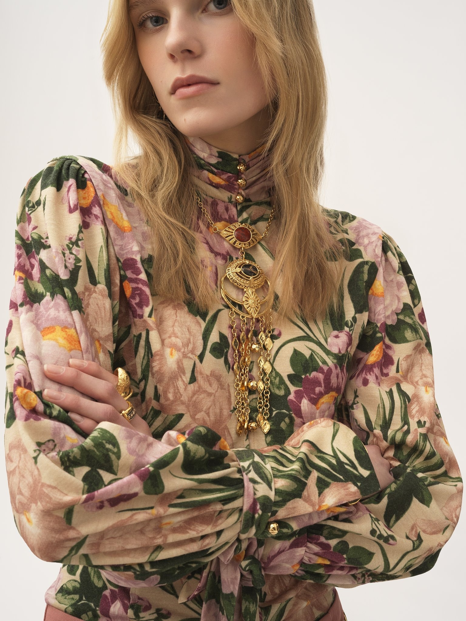 BUTTONED MOCK-NECK TOP IN WOOL JERSEY - 4