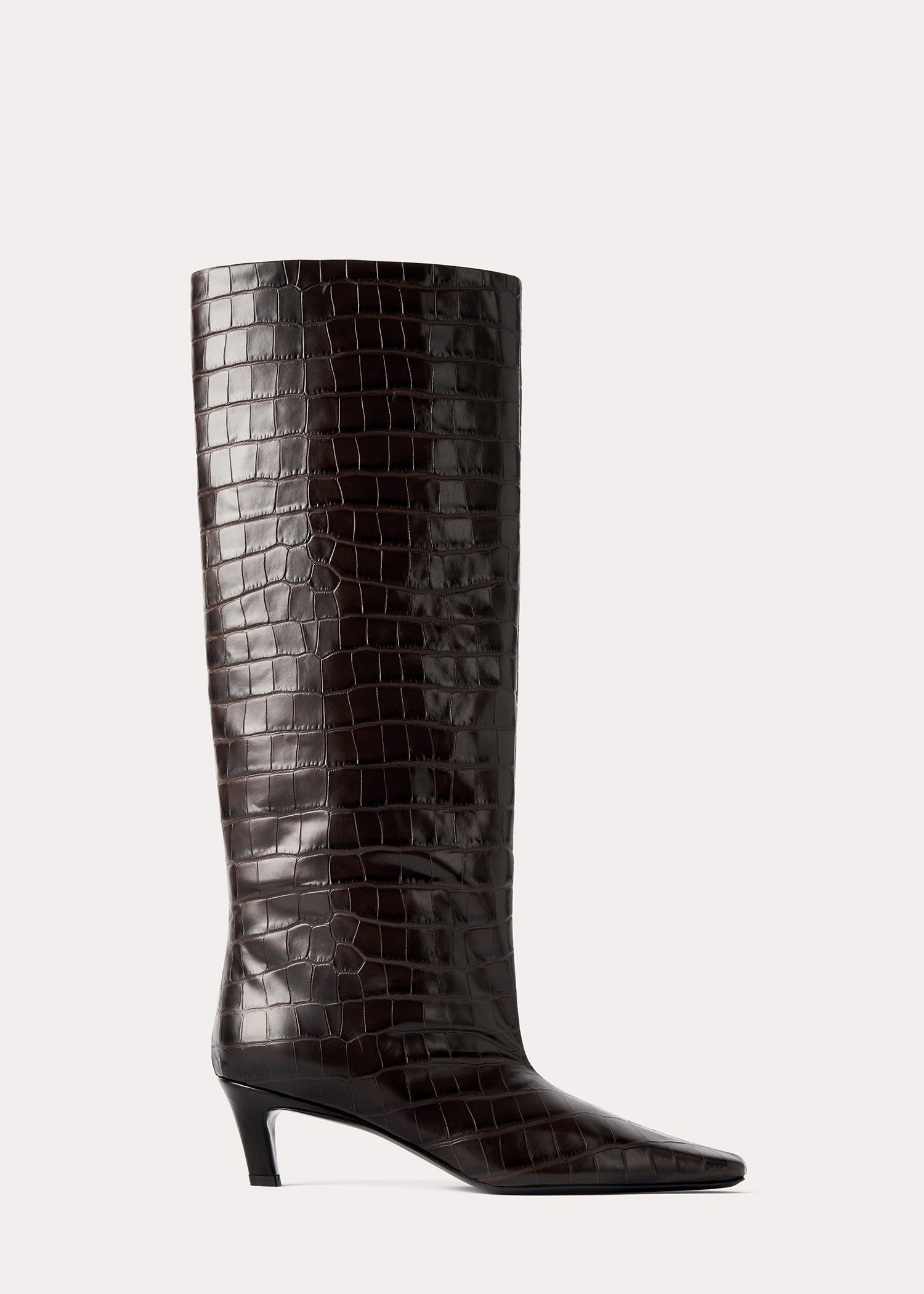 The Wide Shaft Boot dark brown croco - 1