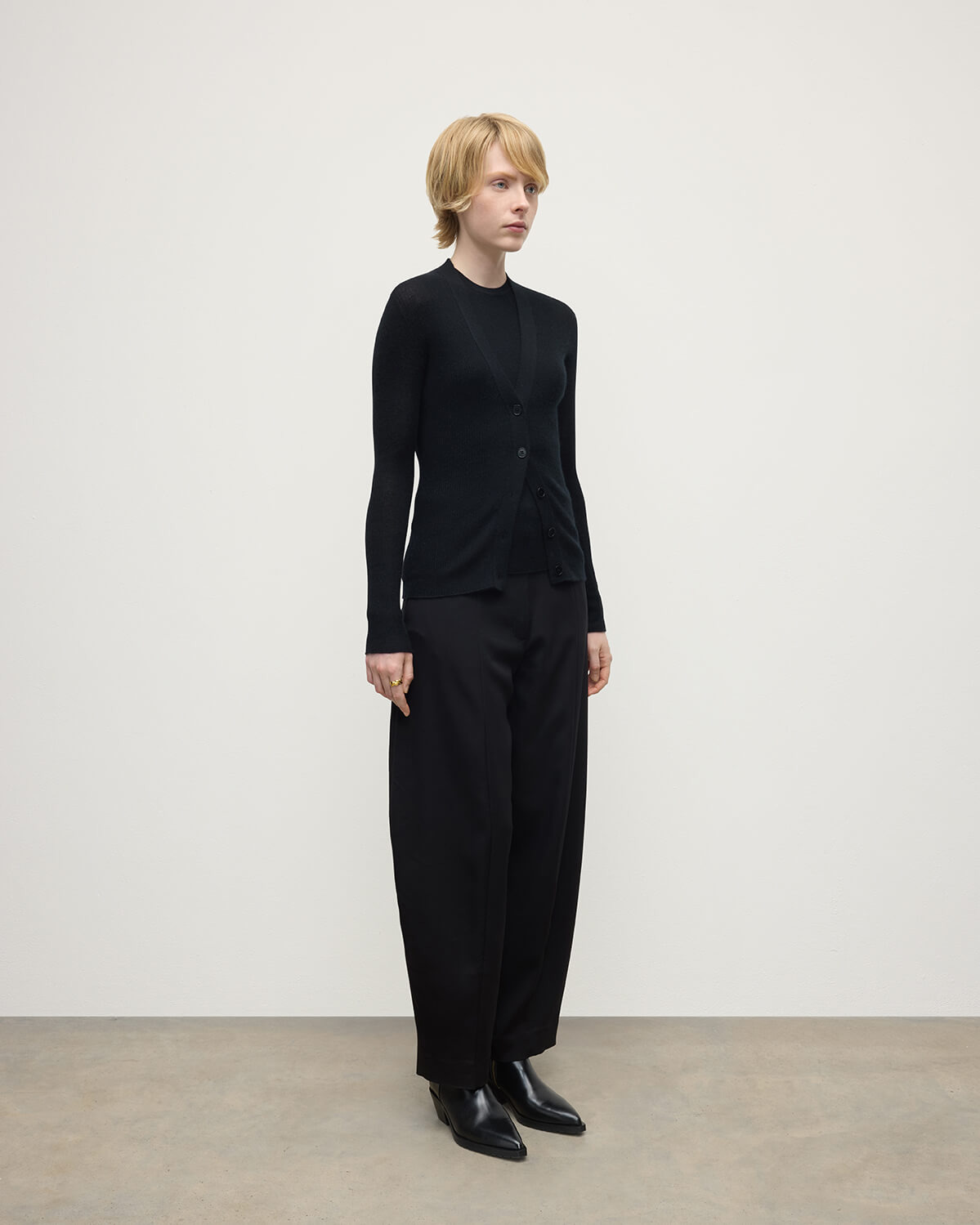 Superfine Cashmere Black Cardigan - 3