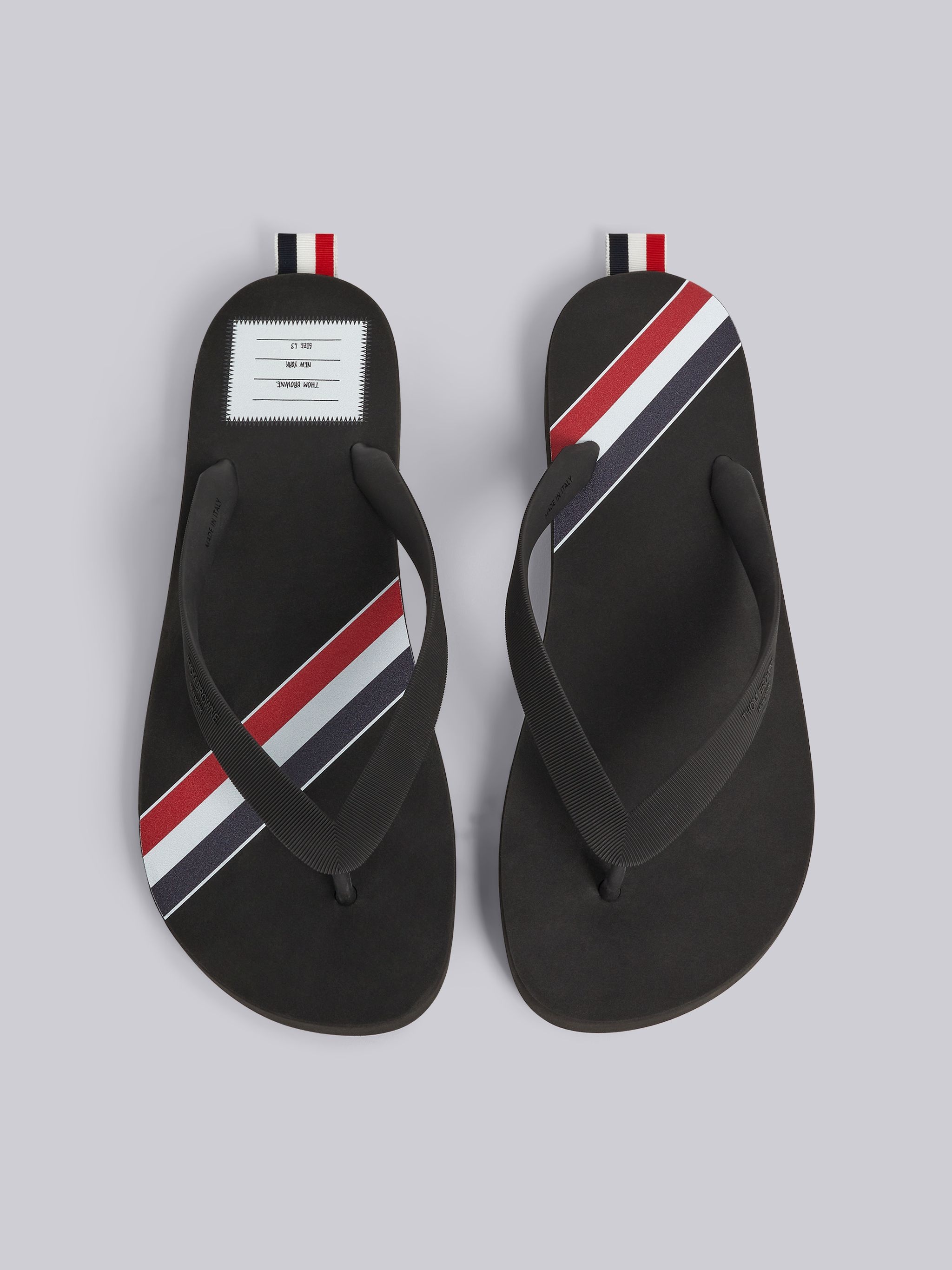Black Molded Rubber Stripe Flip Flop - 4