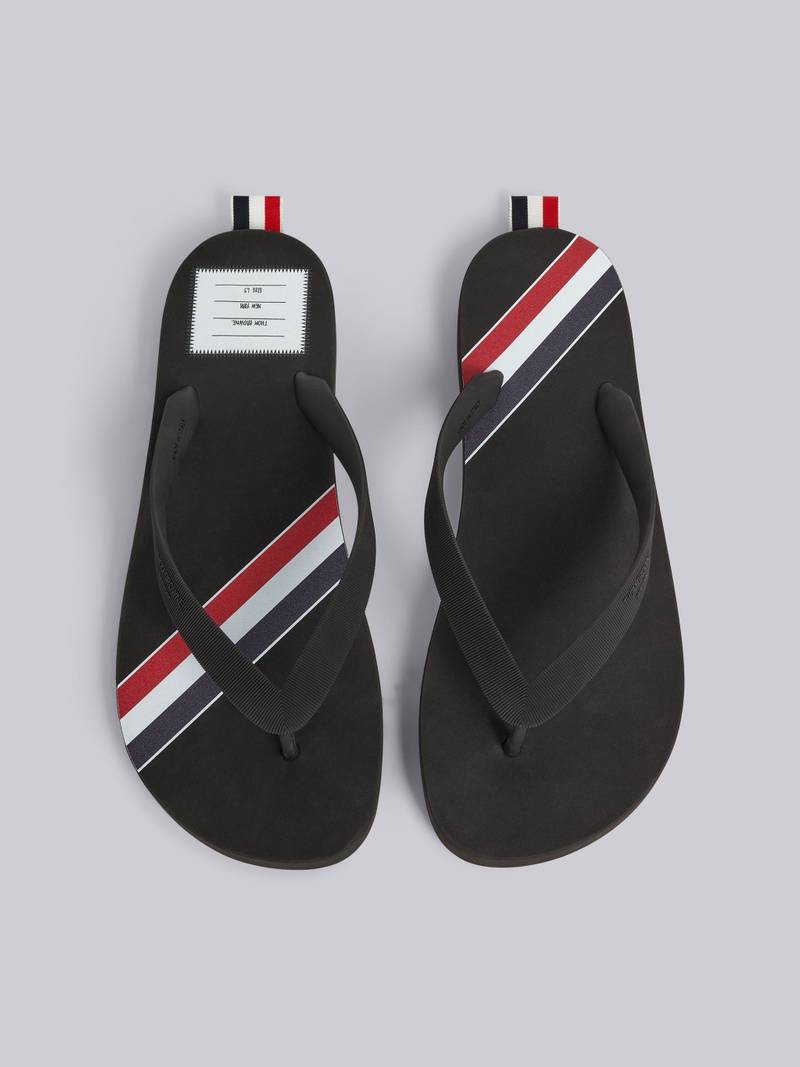 Black Molded Rubber Stripe Flip Flop 4