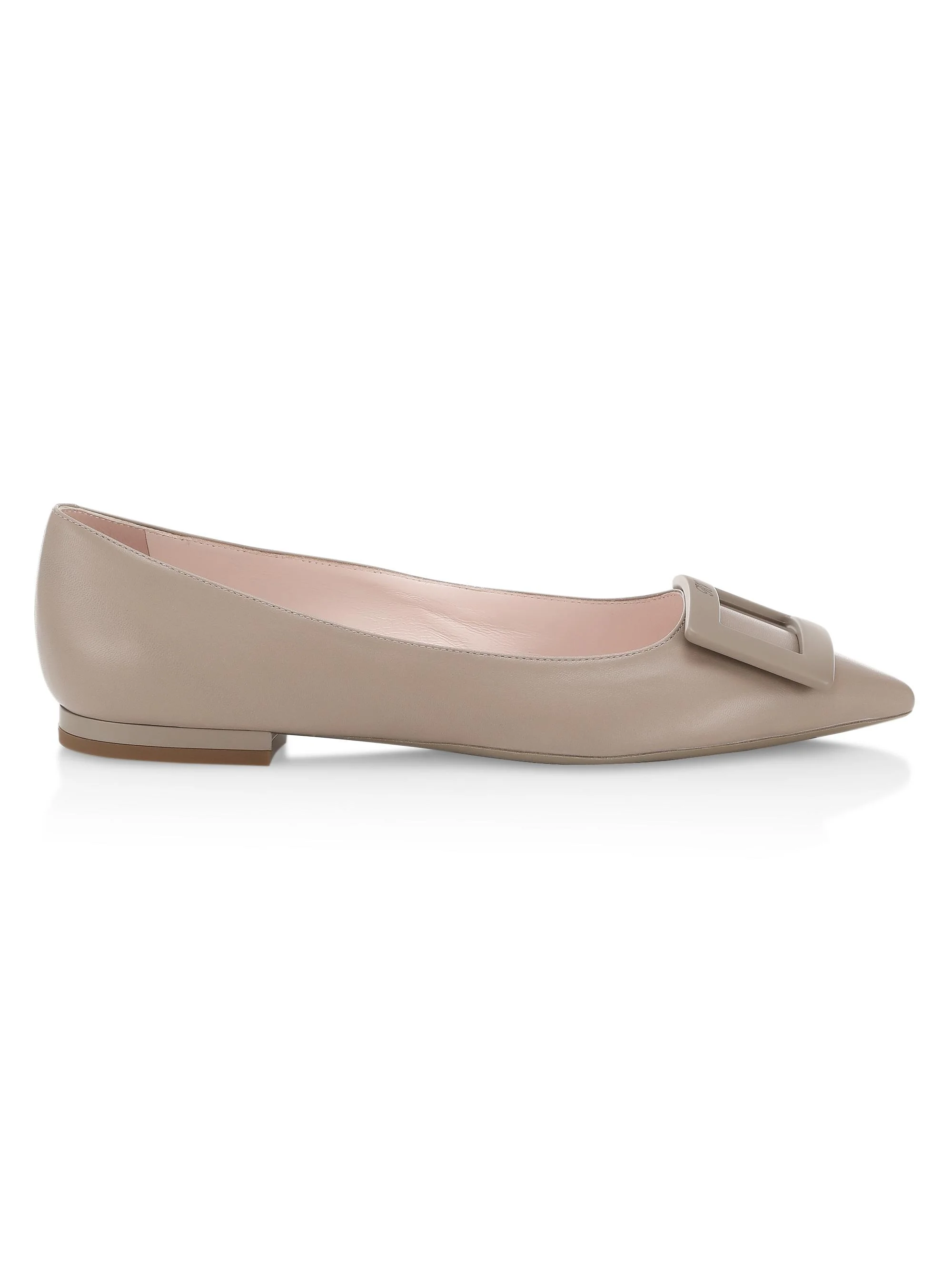 Women's Gommettine Leather Flats - Cement Grey - 1