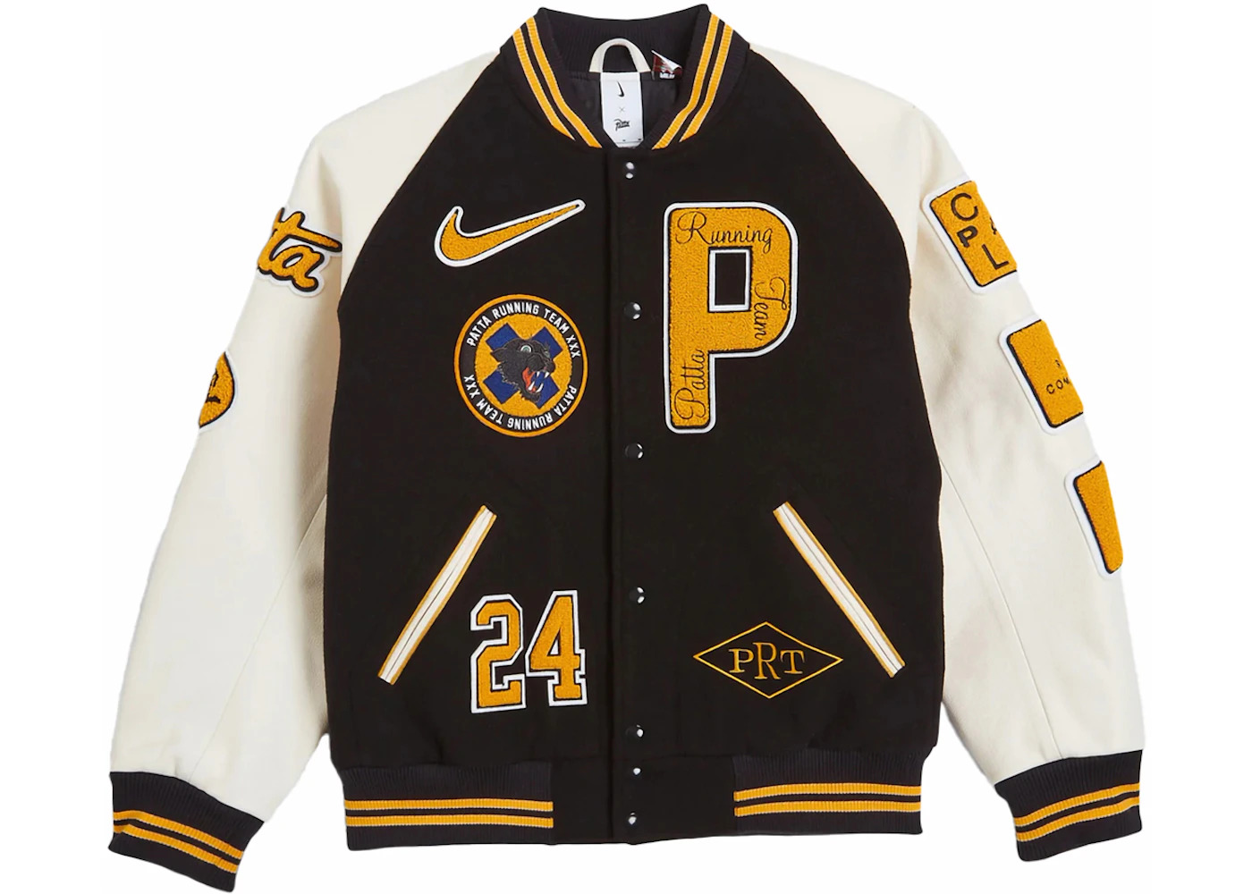 Nike x Patta Running Team Varsity Jacket Black/Yellow/White - 2