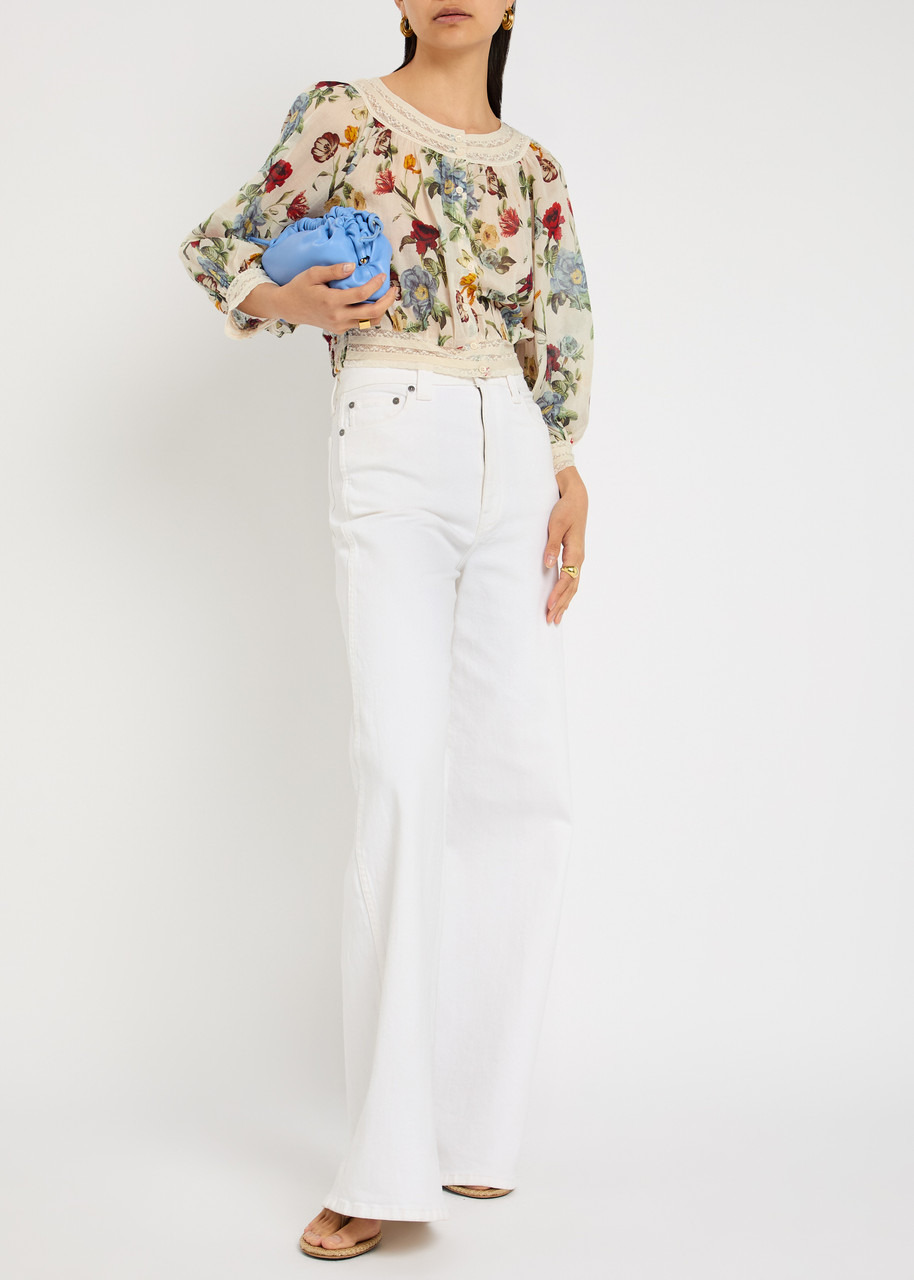 Alice + Olivia Cherelle Floral-print Cropped Cotton Blouse - 4