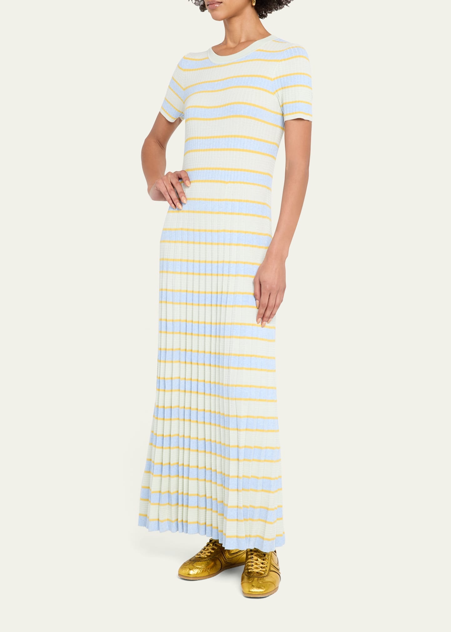 Eloise Stripe Short-Sleeve Maxi Dress - 2