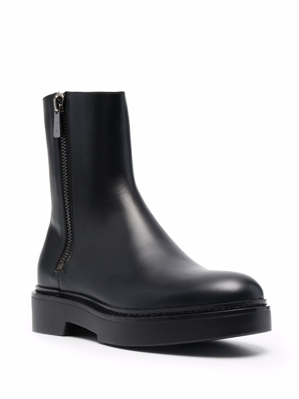 low-heel leather boots - 2