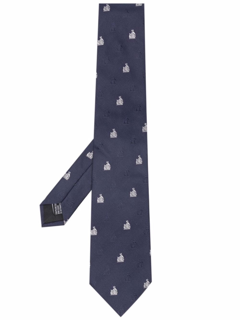 logo-embroidered silk tie - 1