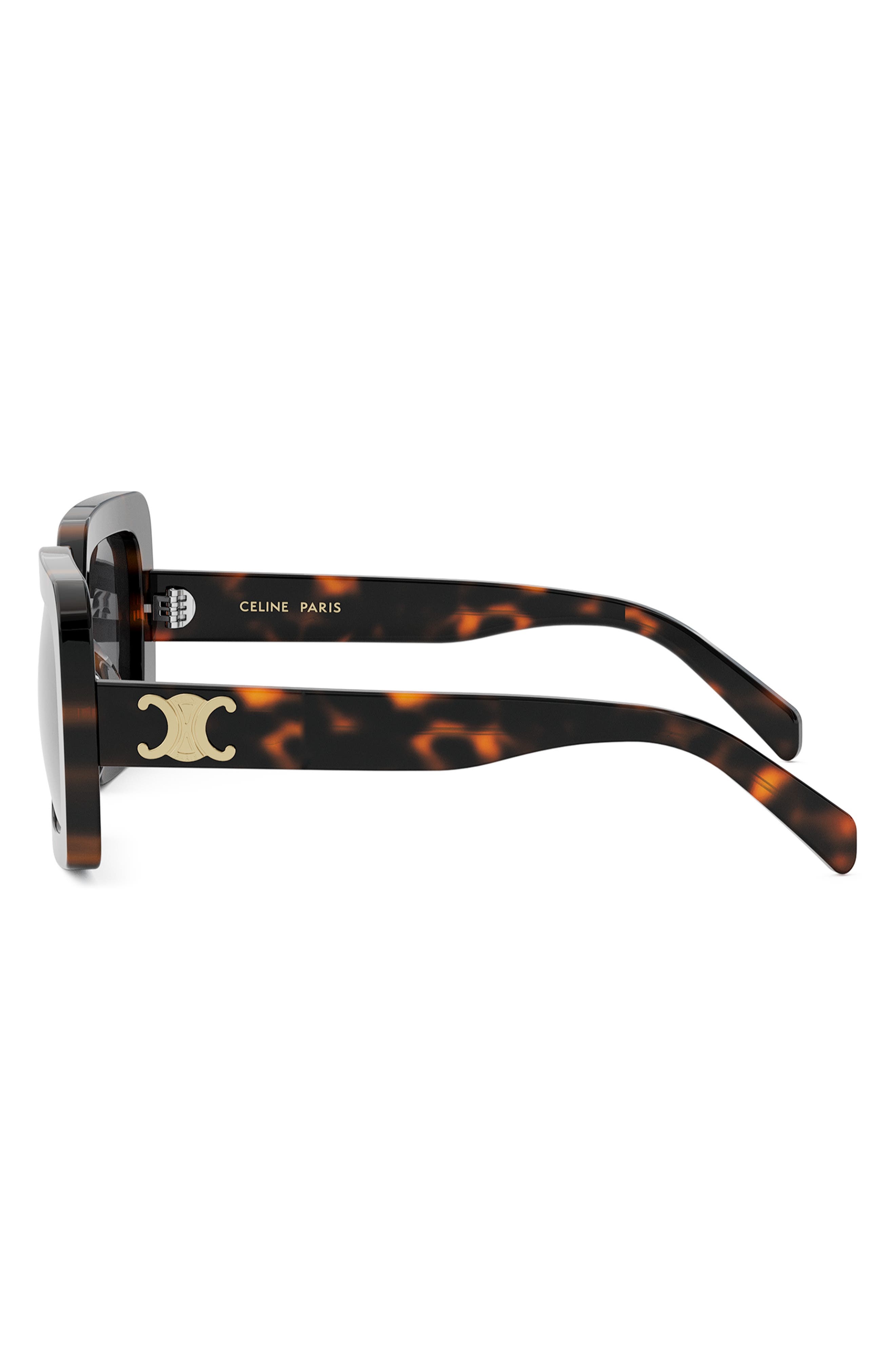 CELINE Triomphe 56mm Square Sunglasses in Dark Havana /Smoke at Nordstrom - 3