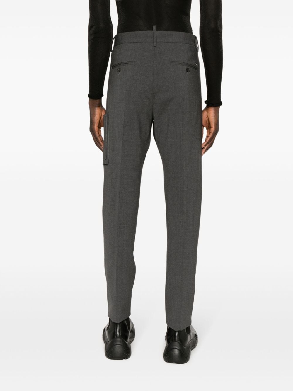 tailored wool blend cargo trousers - 4