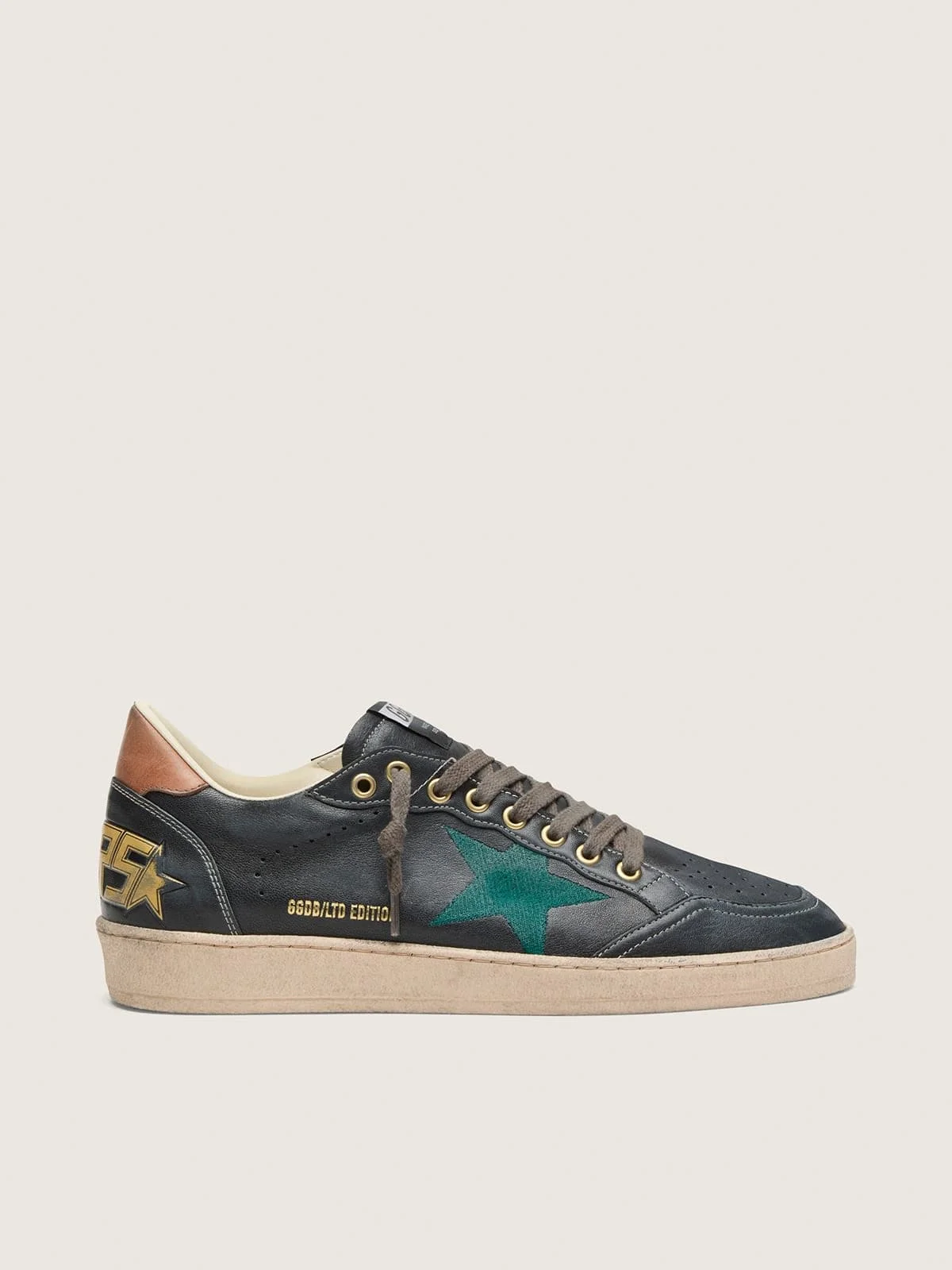 Men’s Ball Star LTD in black leather with green embroidered star - 1