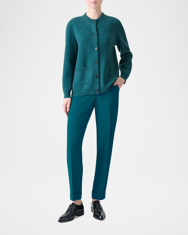 AKRIS Pure Cashmere Pique Knit Crewneck Cardigan outlook