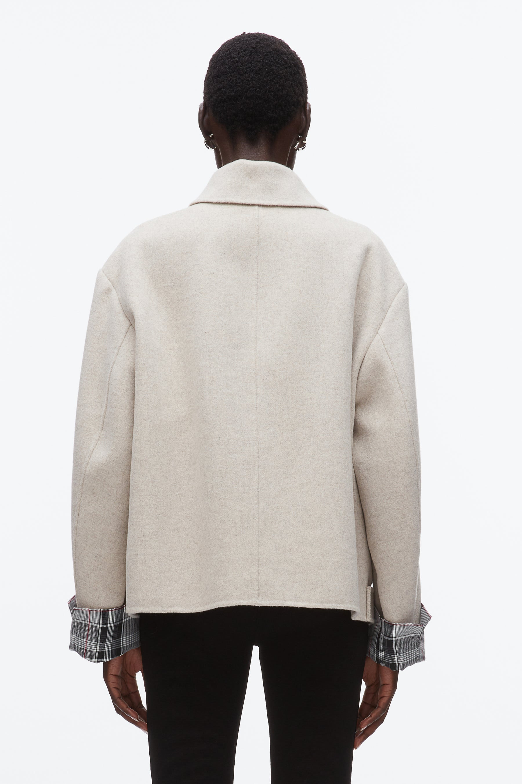 Double Face Cropped Peacoat - 5