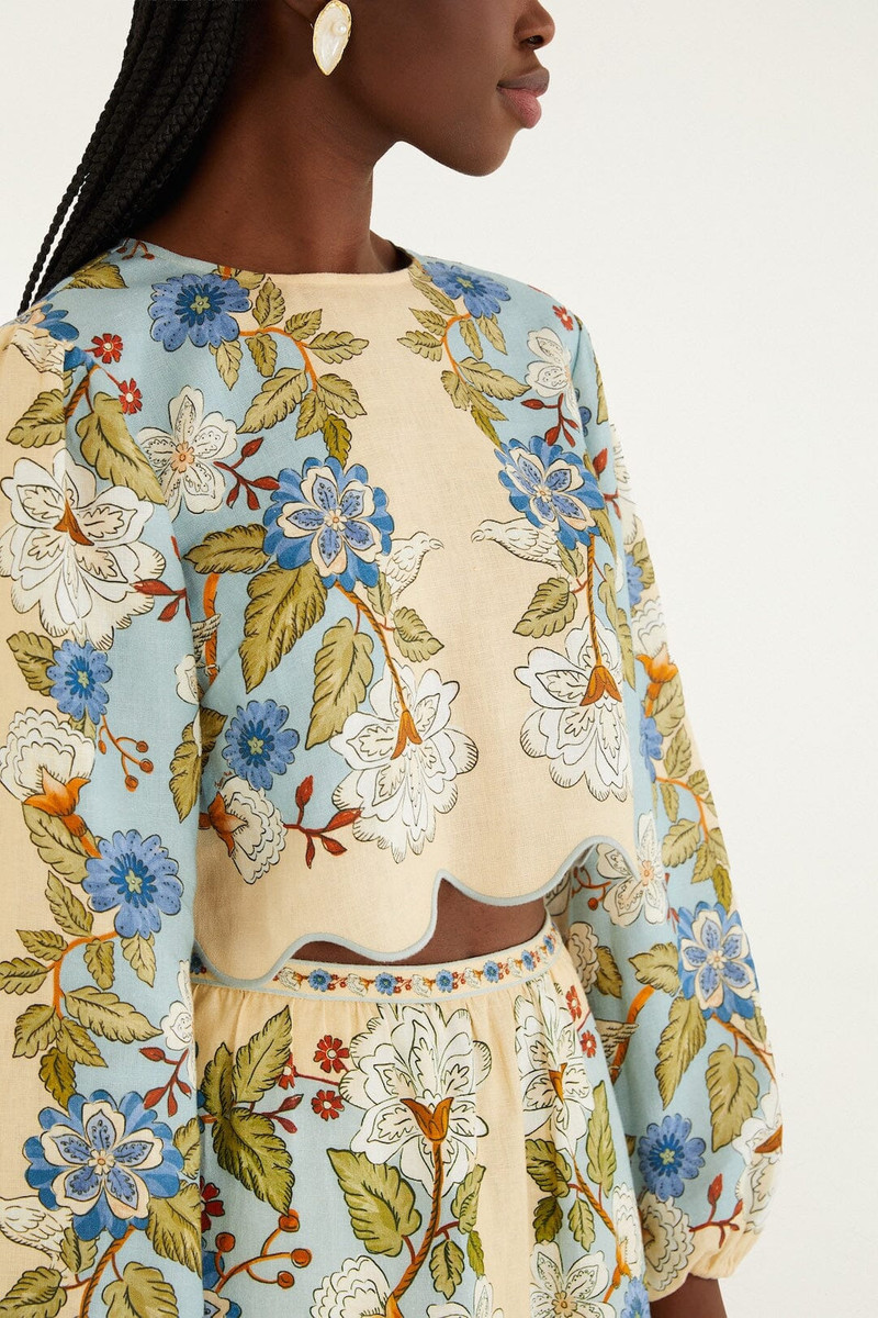 FARM RIO Green Garden Scarf Euroflax Premium Linen Blouse outlook