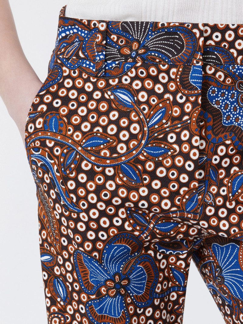 ONDE Printed basketweave cotton trousers - TOBACCO 5