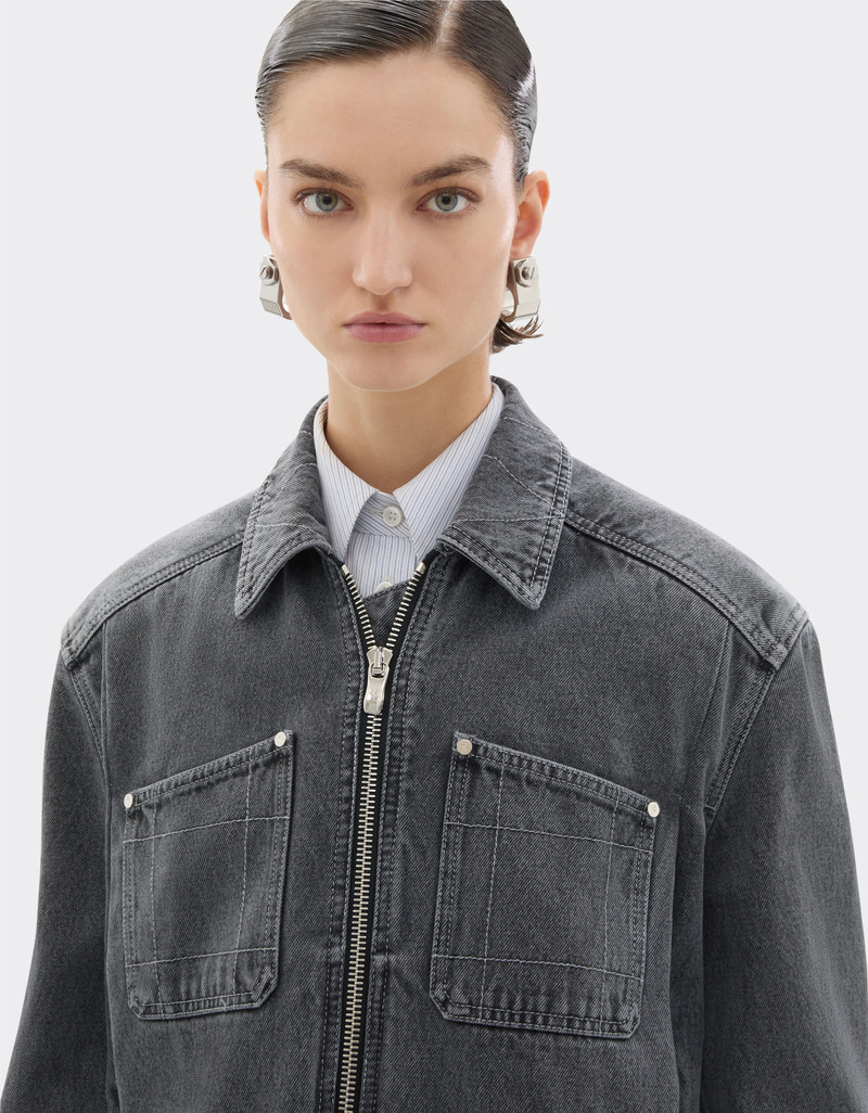 Dark marbled denim jacket 5