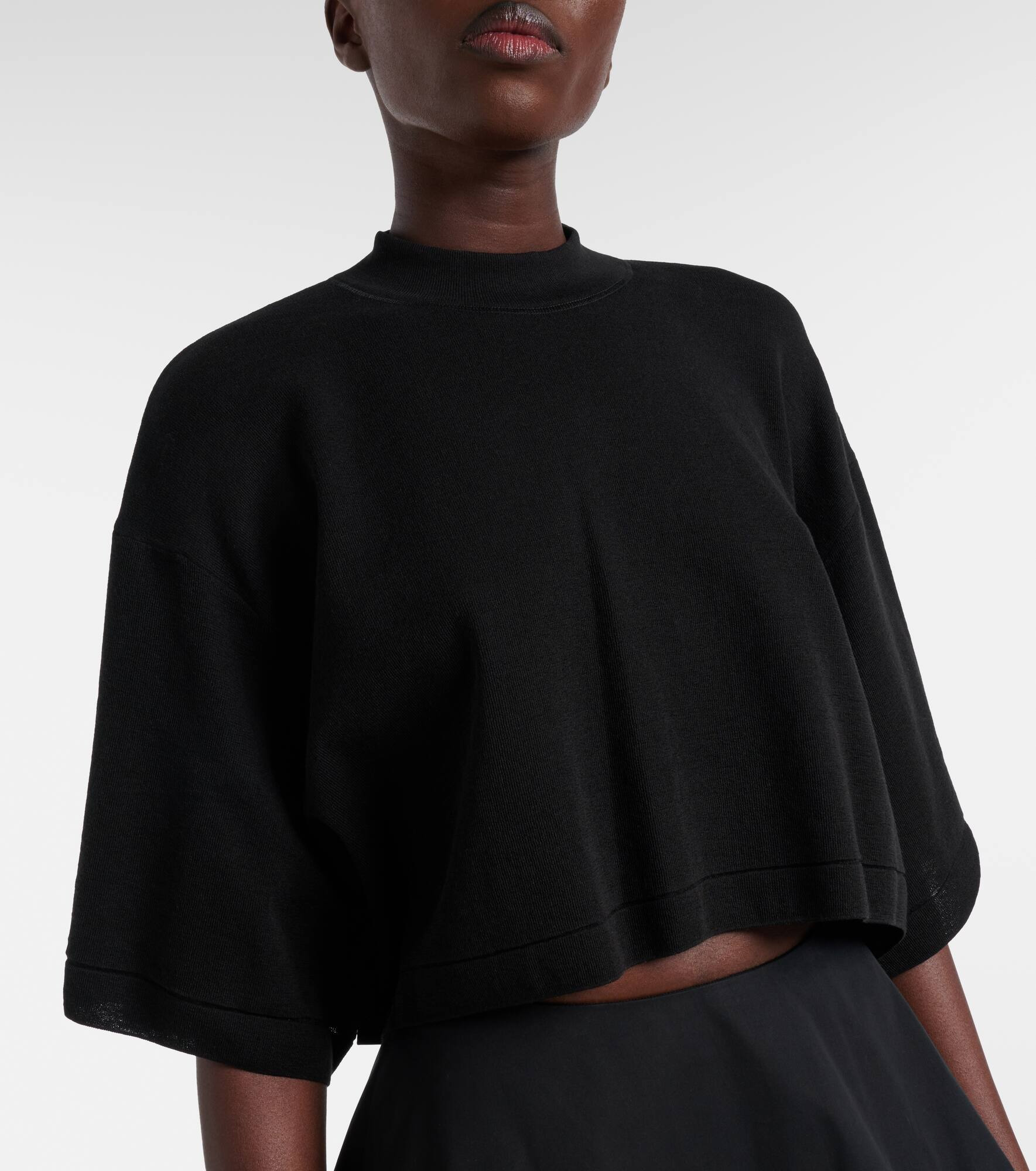 Cropped cotton-blend T-shirt - 6