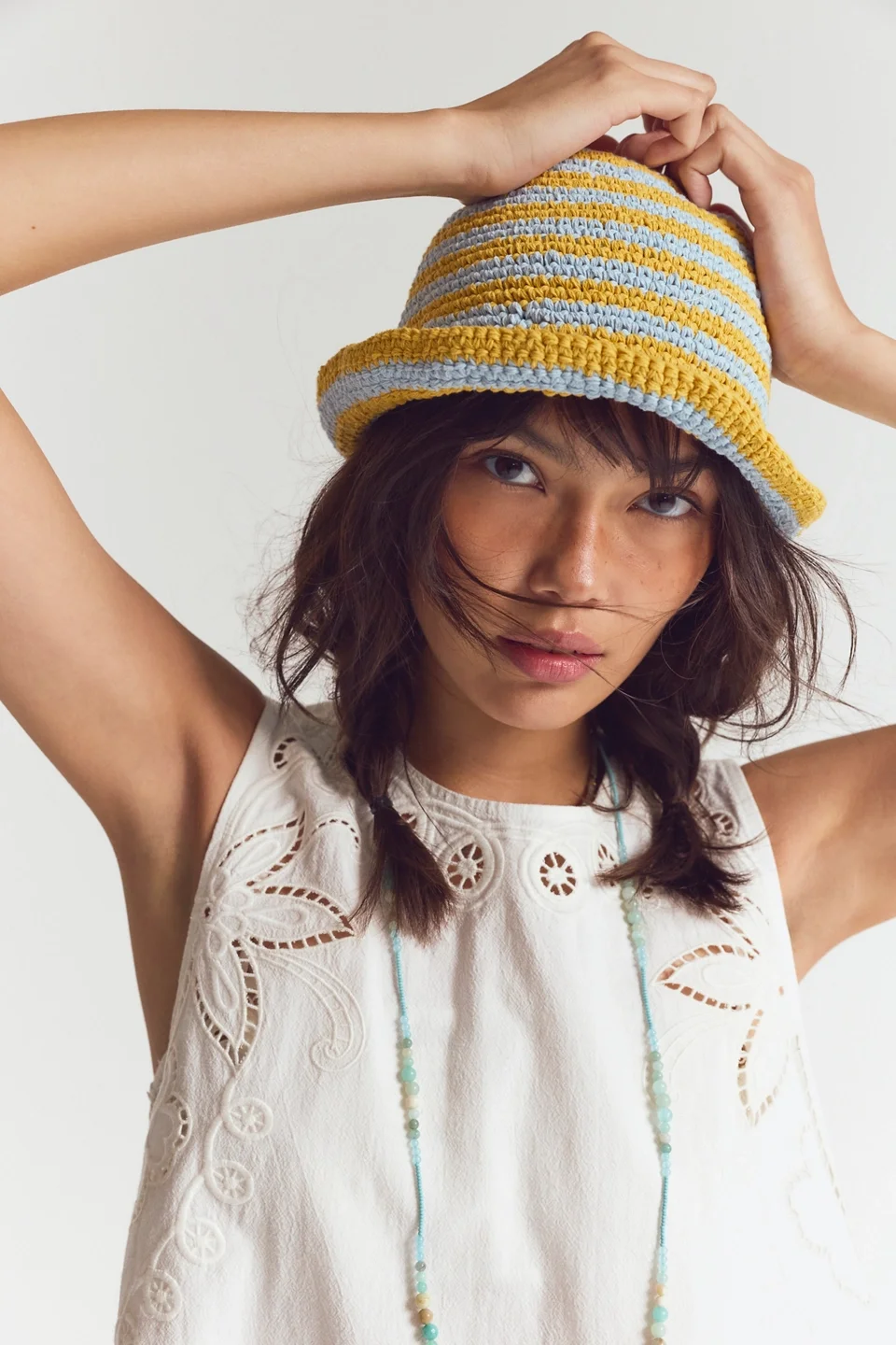 Striped Crochet Sailor Hat - 1