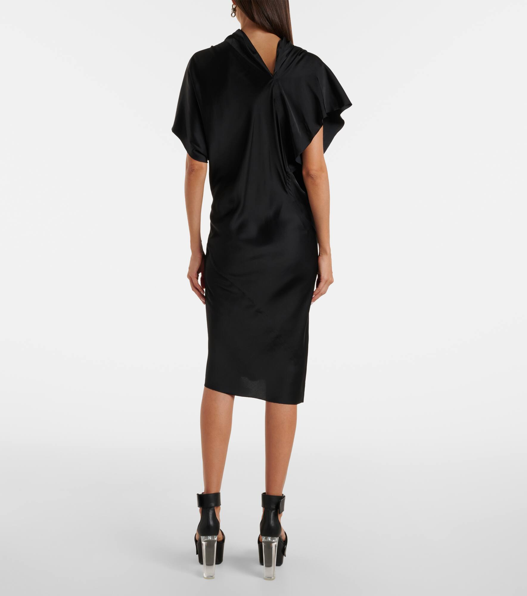 Seb draped charmeuse midi dress - 3