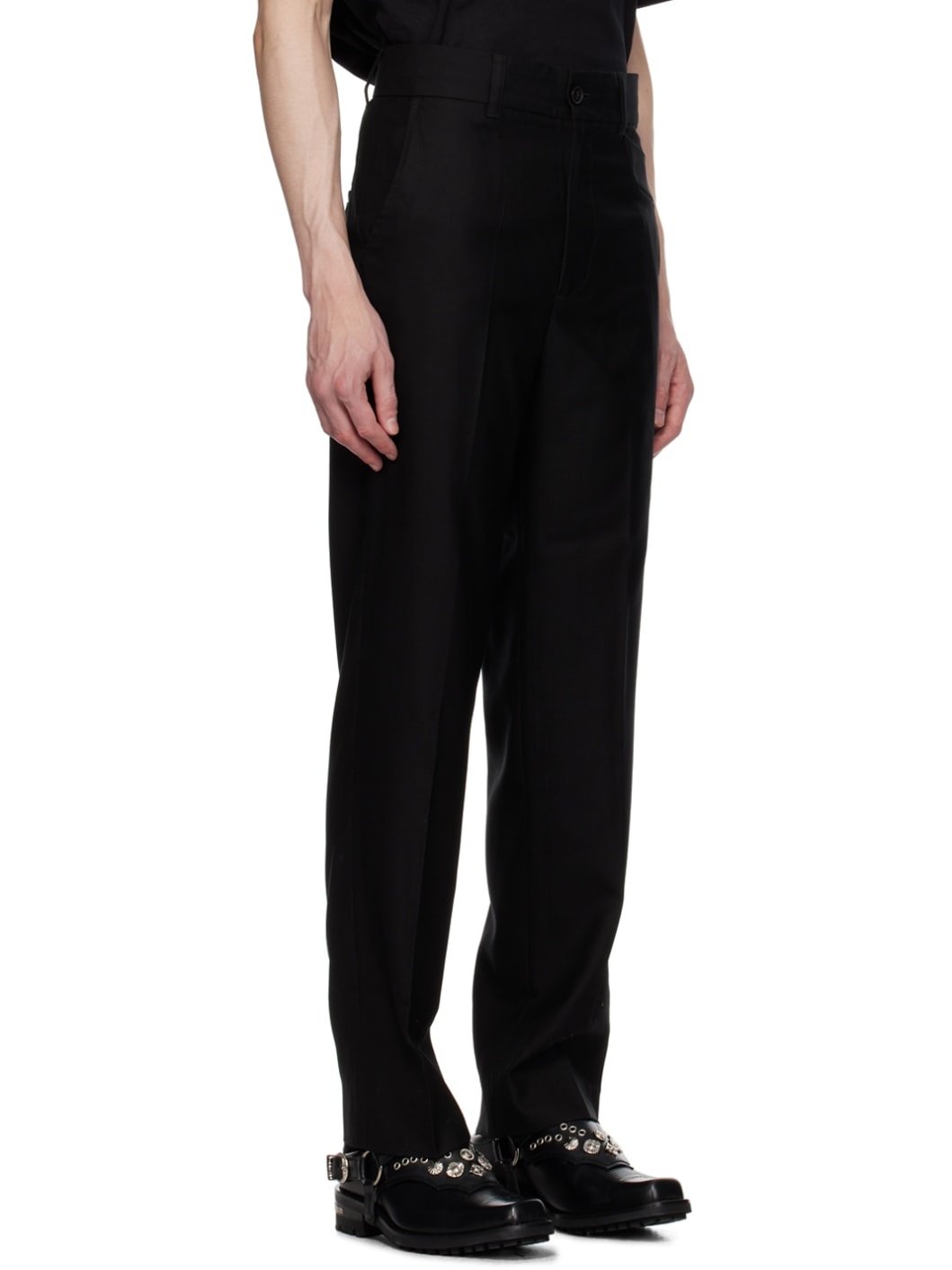 Black Paneled Trousers - 2