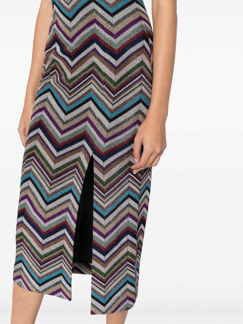 chevron-print midi dress - 5