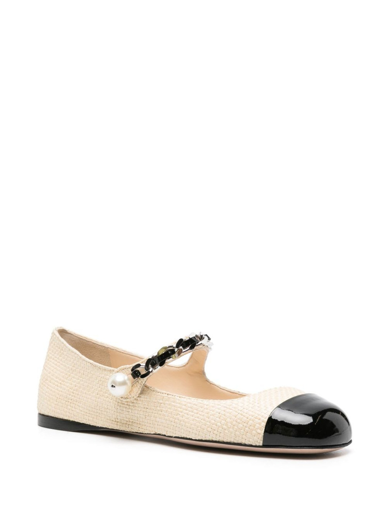 Miu Miu square-toe raffia ballerina shoes outlook