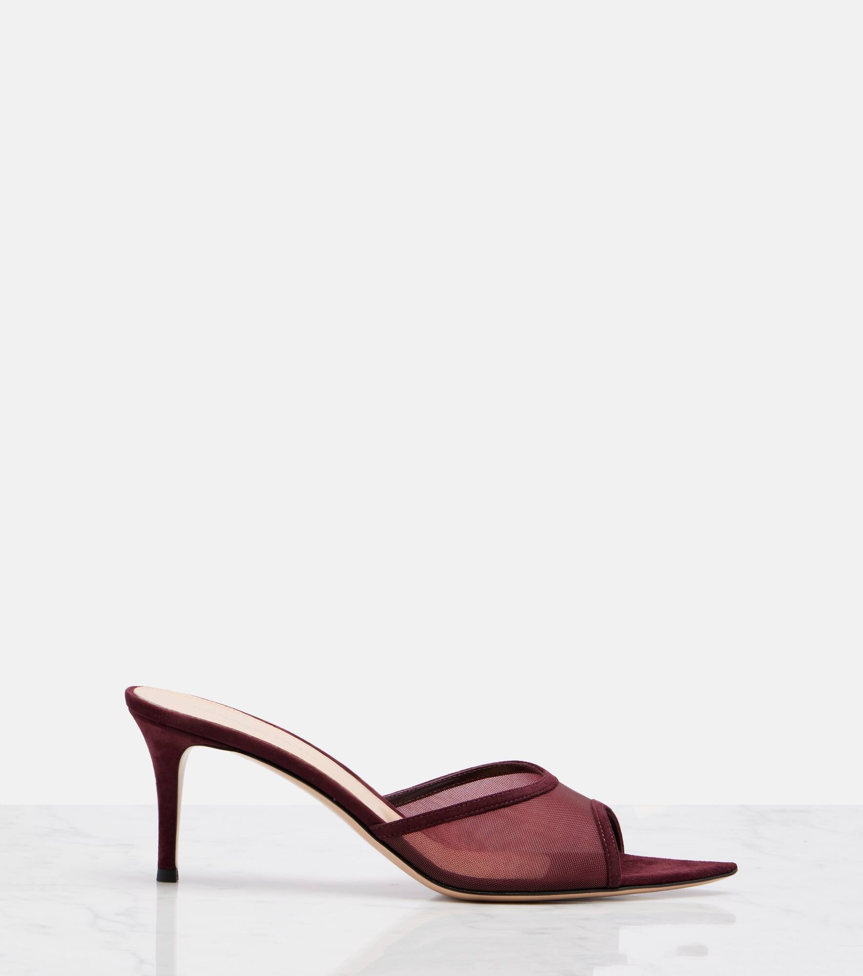 Pointy 70 suede and organza mules - 4