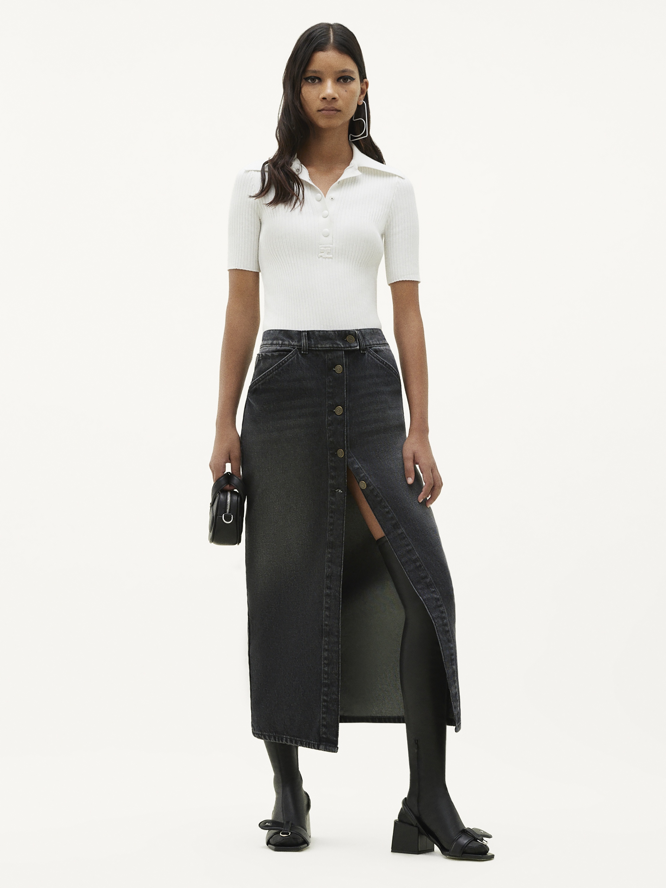 DENIM LONG SKIRT - 2