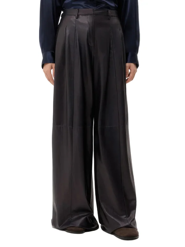 Avery Leather Pant in Dark Midnight - 1