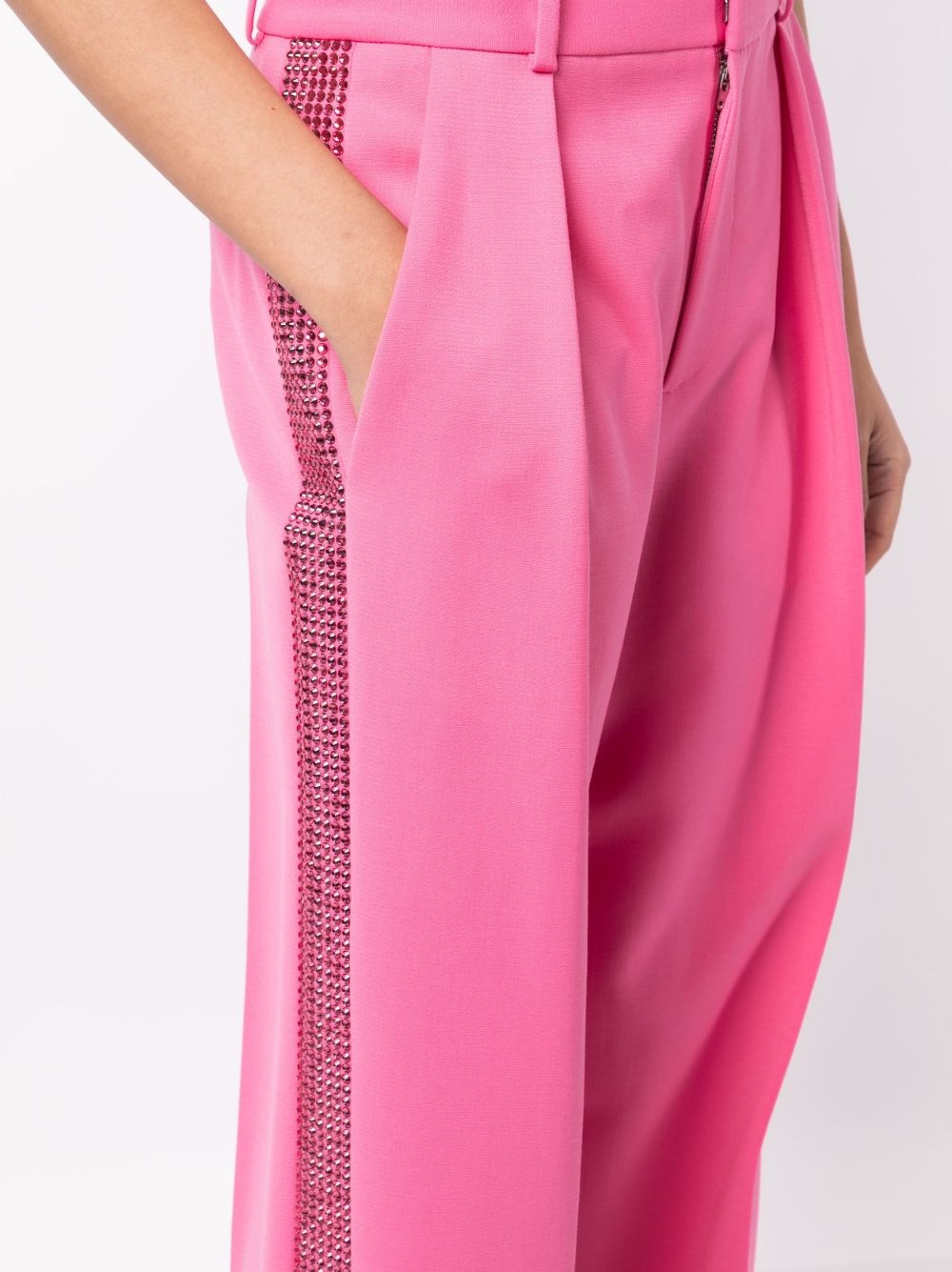 crystal-embellished palazzo trousers - 5