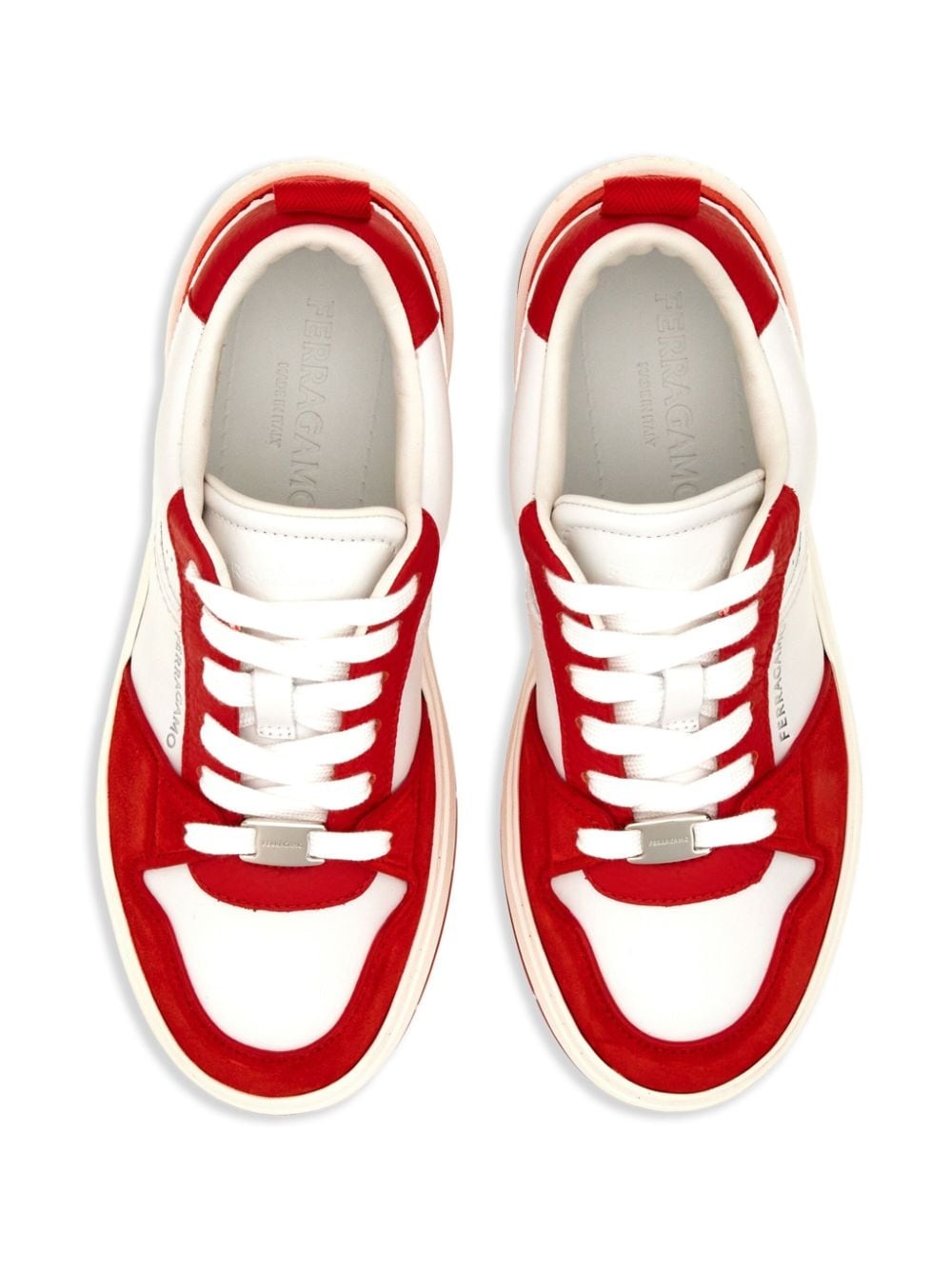 panelled leather sneakers - 4