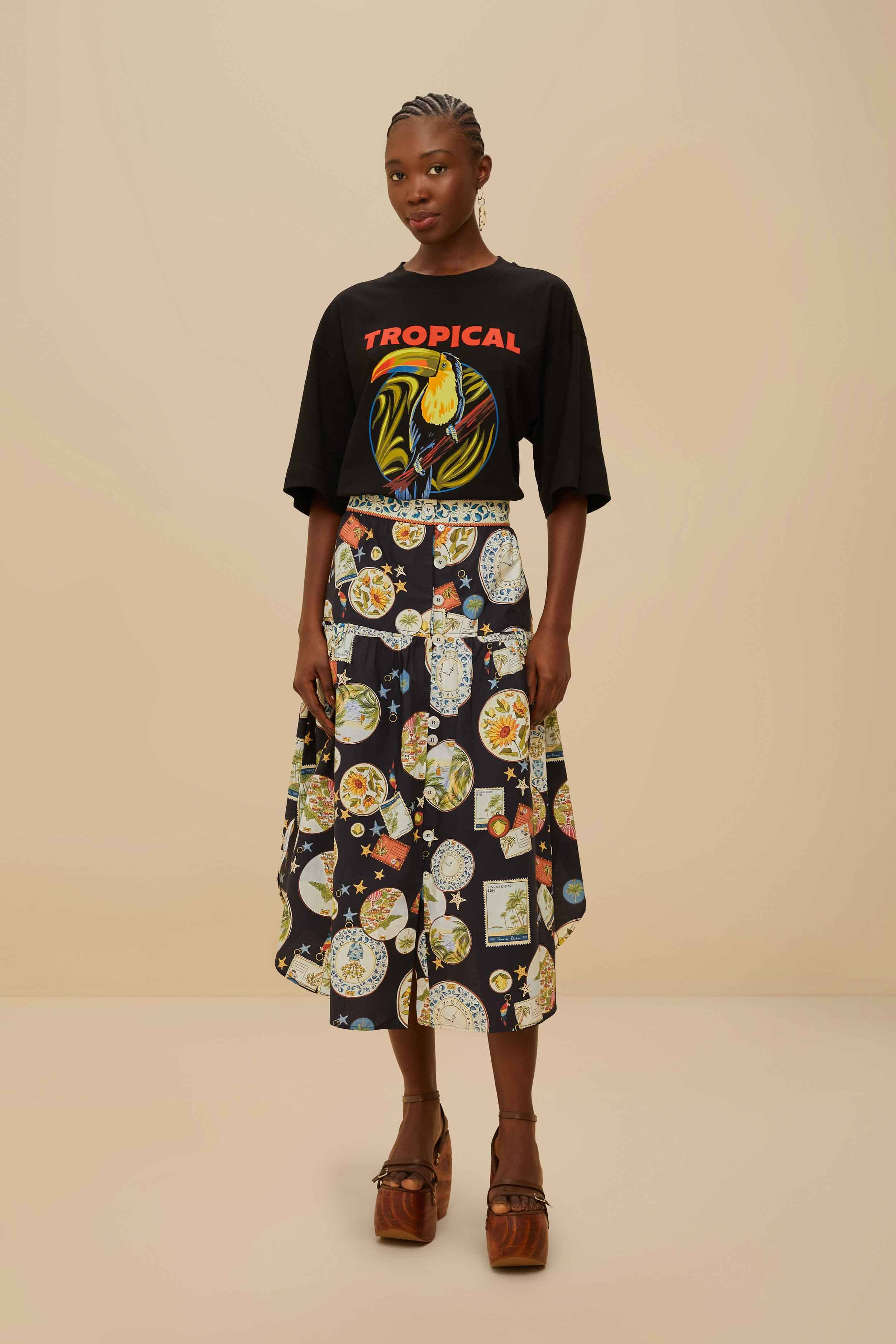 Black Tropical Organic Cotton T-Shirt - 5