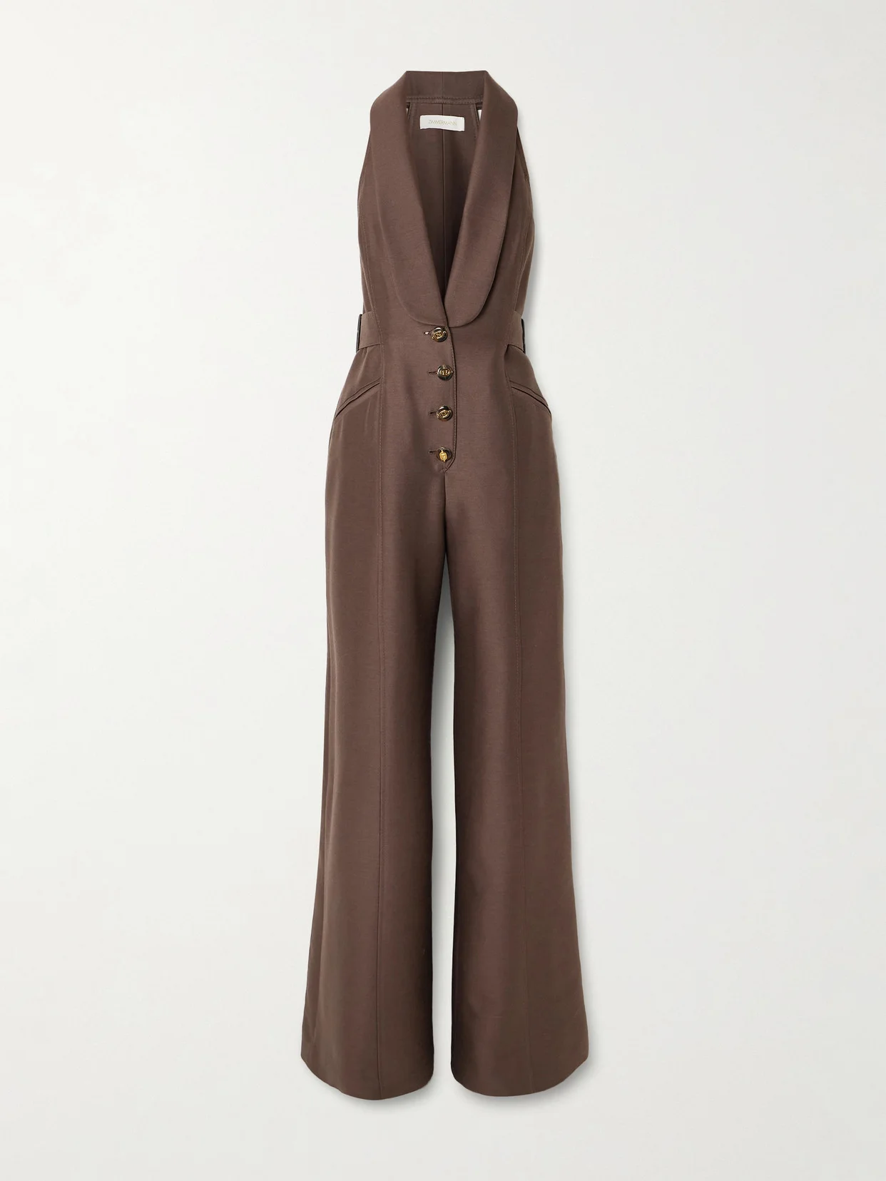 Alchemy Buckled Wool And Silk-blend Halterneck Jumpsuit - 1