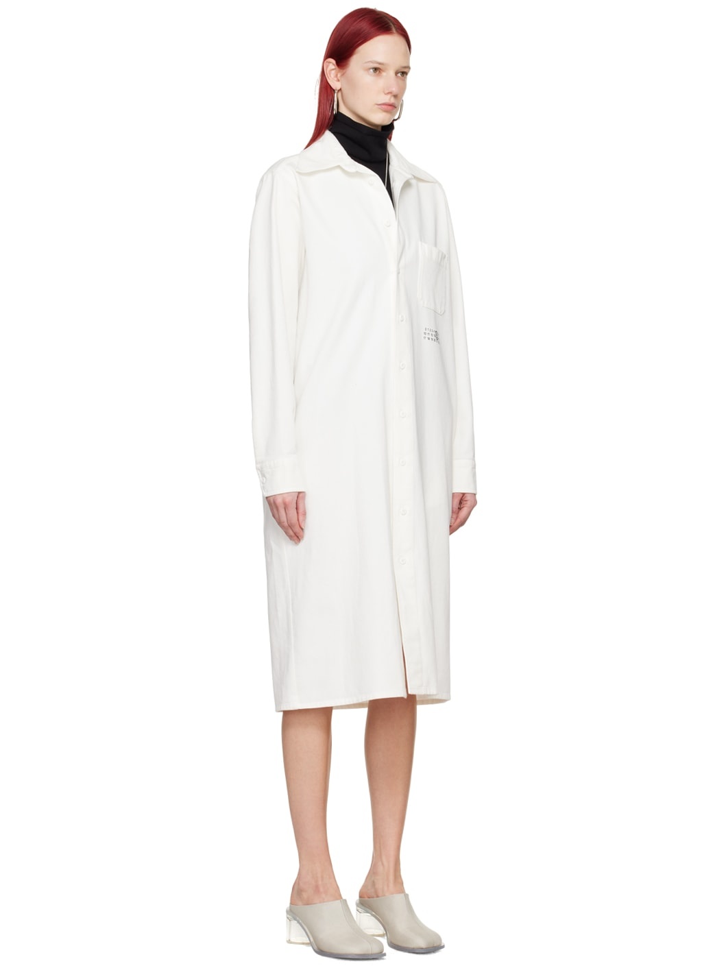 White Print Denim Maxi Dress - 2