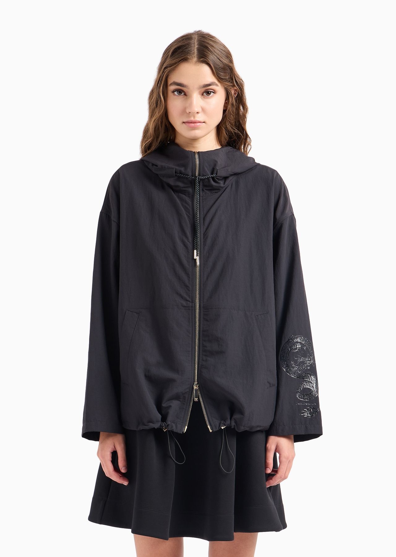 Luna New Year hooded blouson in crinkled nylon with dragon print - 2