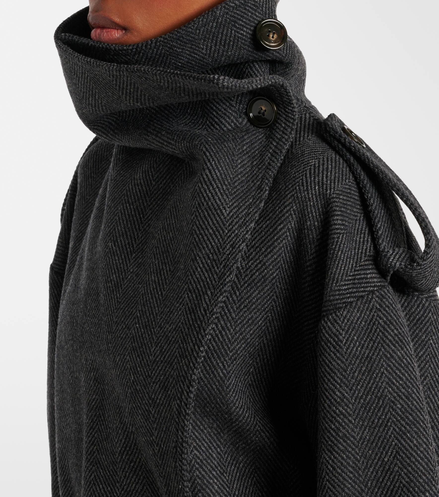 Herringbone belted wool-blend coat - 5