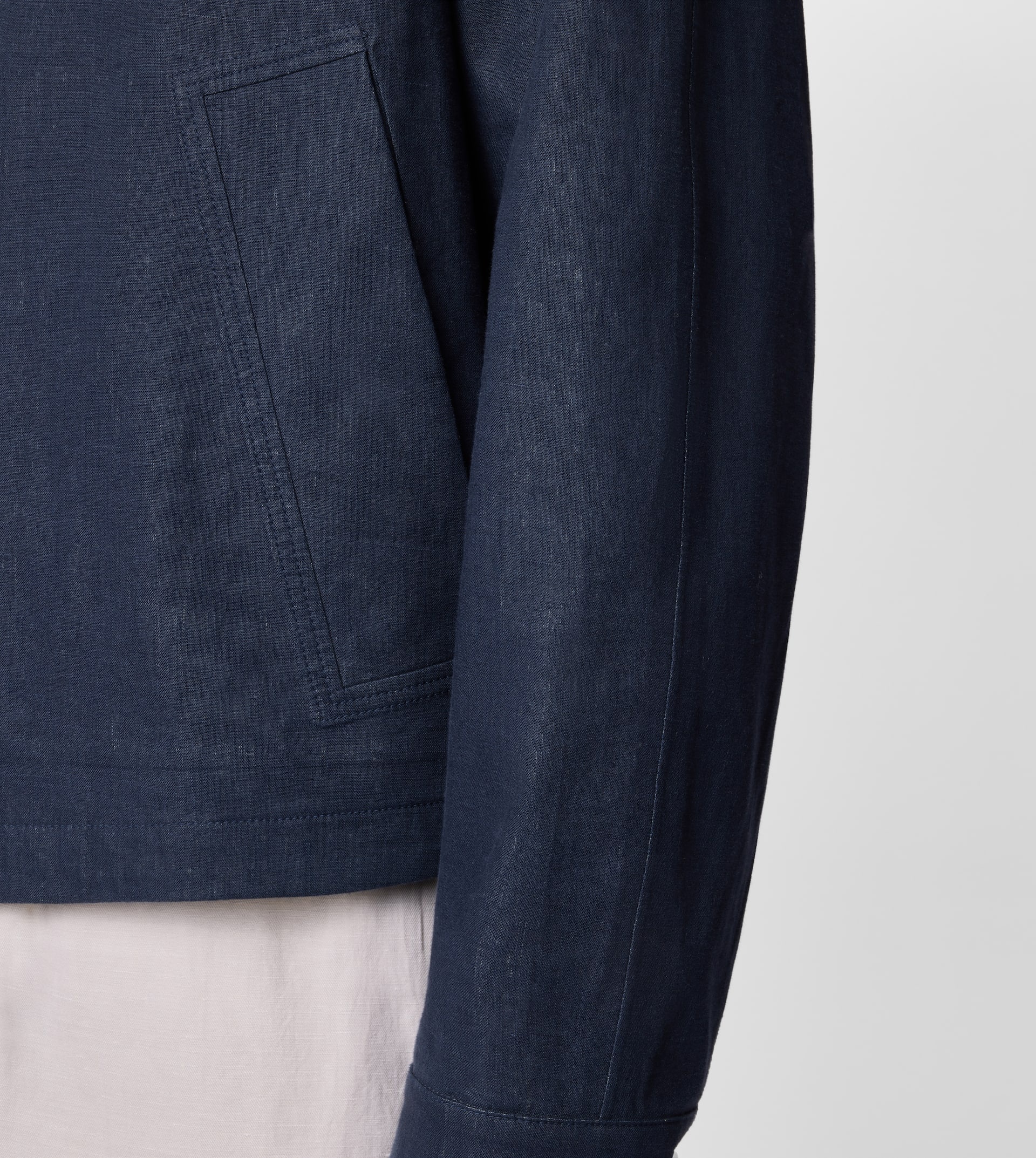 JACKET IN LINEN - BLUE - 7