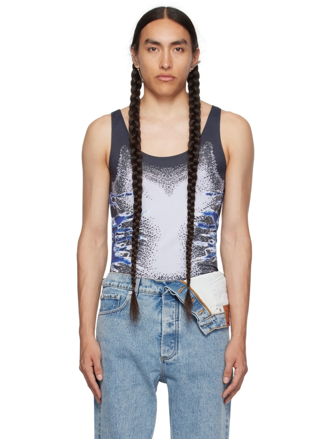 Black Whisker Print Tank Top - 1