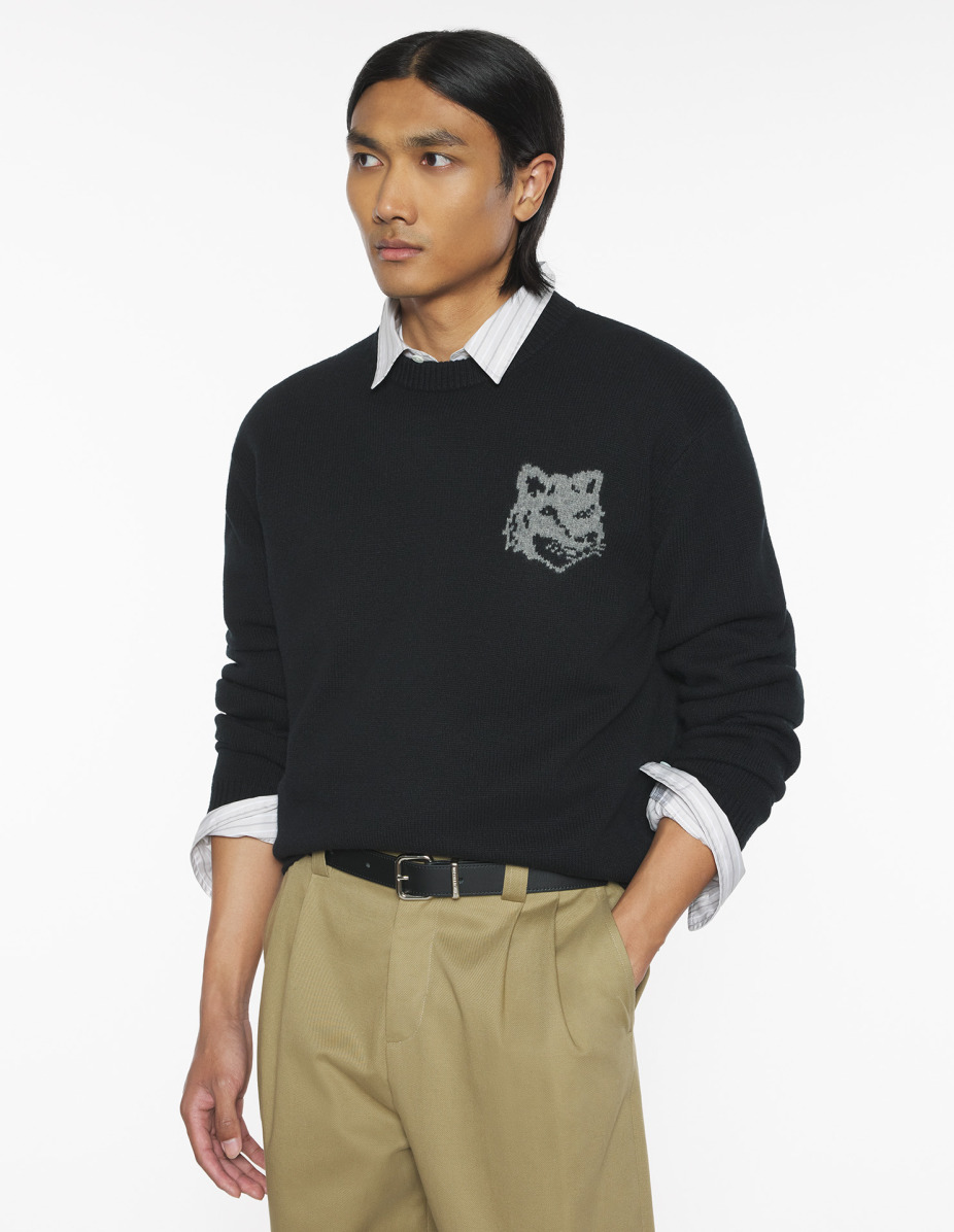 FOX HEAD INTARSIA MERINO JUMPER - 3