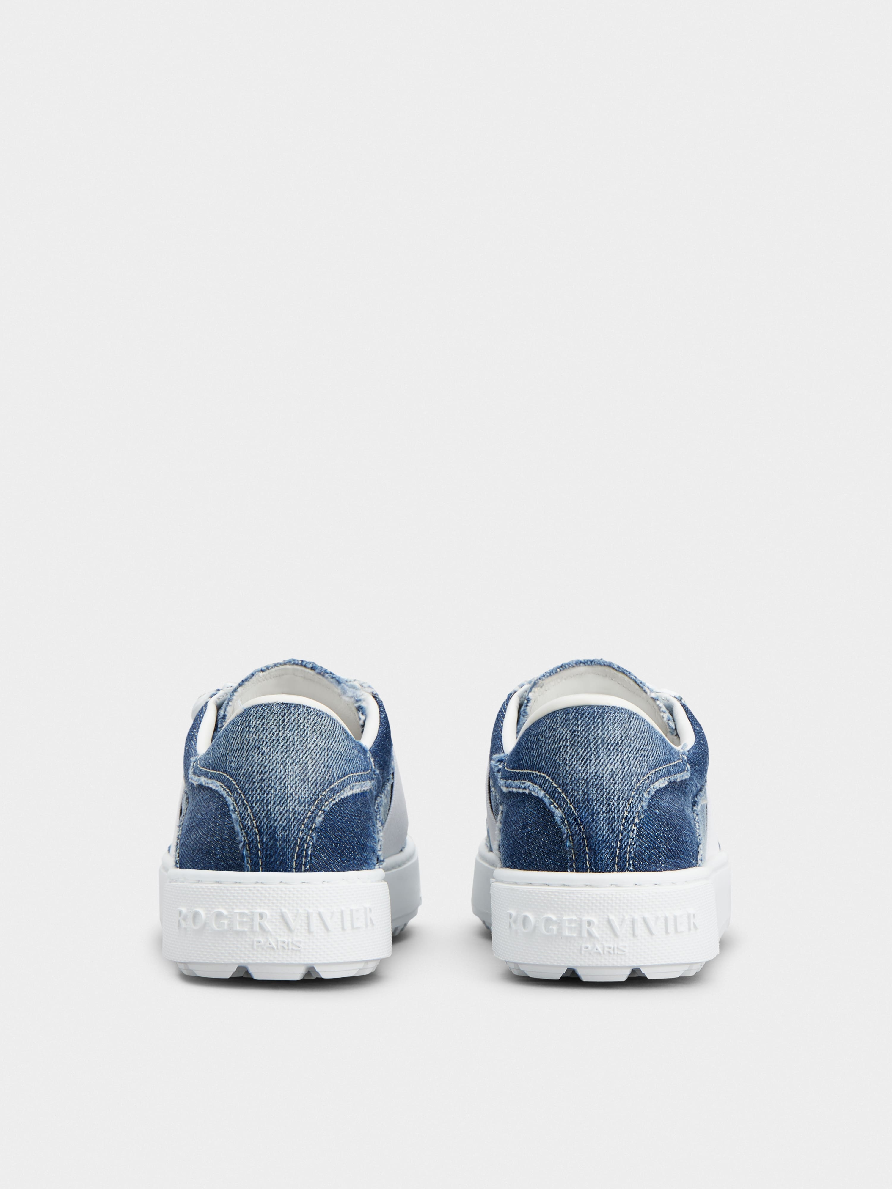 Very Vivier Strass Buckle Sneakers in Denim - 5