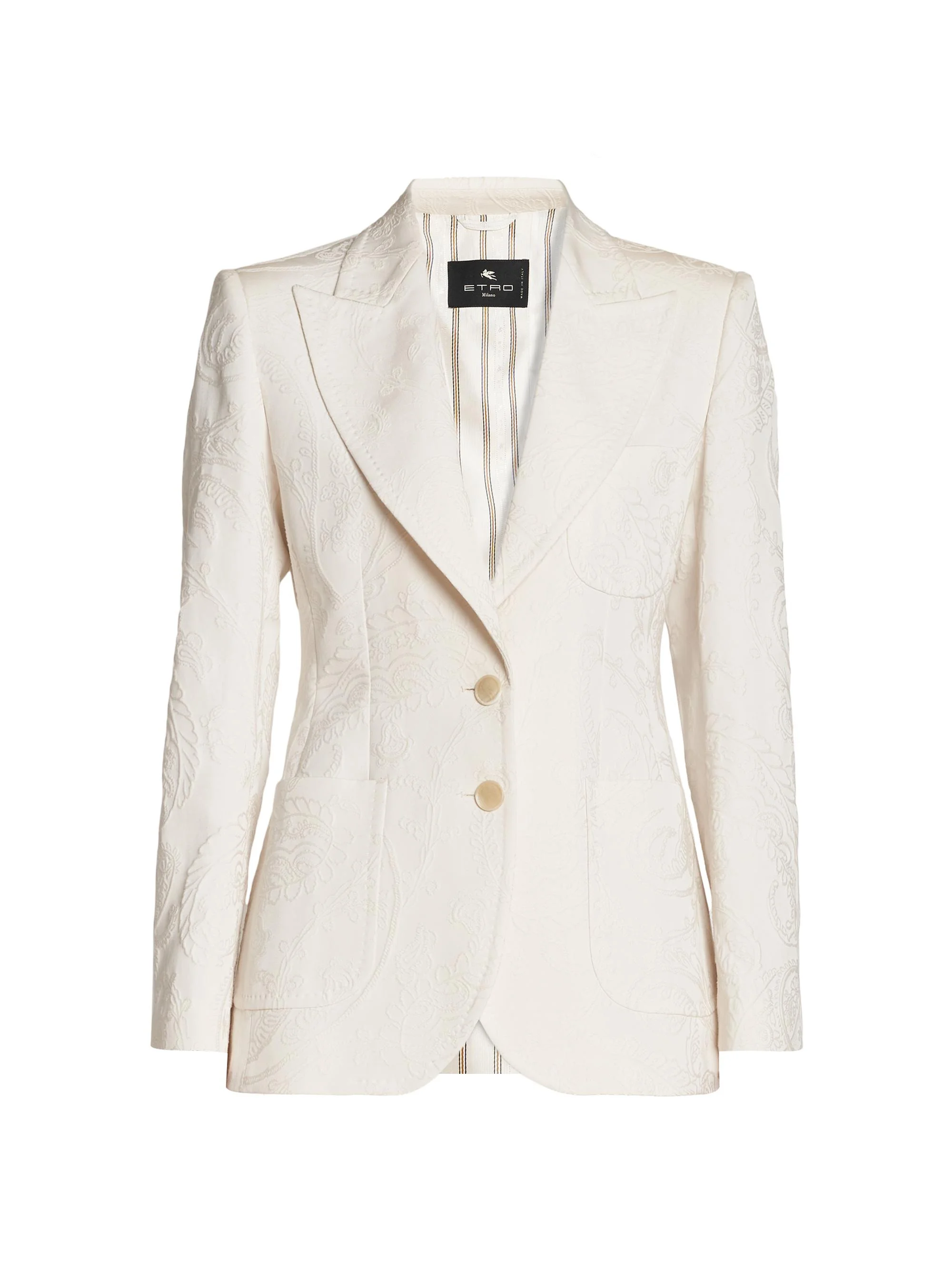 Women's Paisley Embossed Two-Button Blazer - Light Creamy White - 1